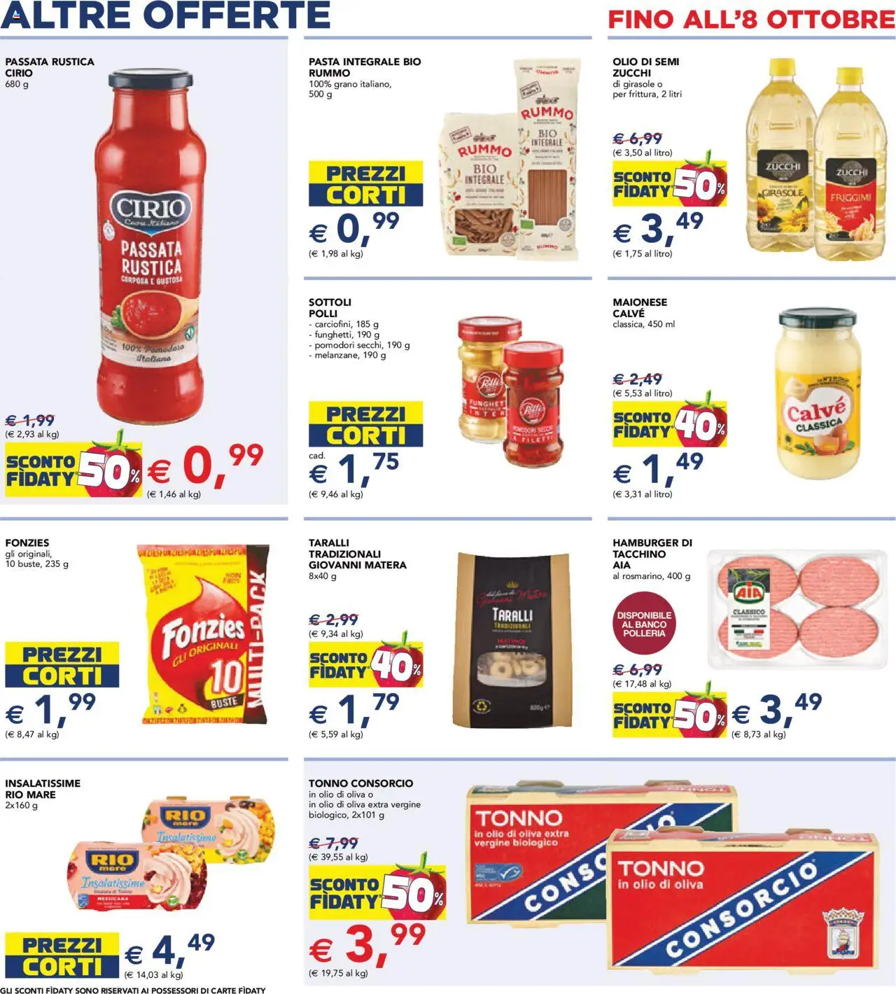 Volantino Esselunga S del 26.09.2025 | Pagina: 8 | Prodotti: Tacchino, Olio, Pomodori, Taralli