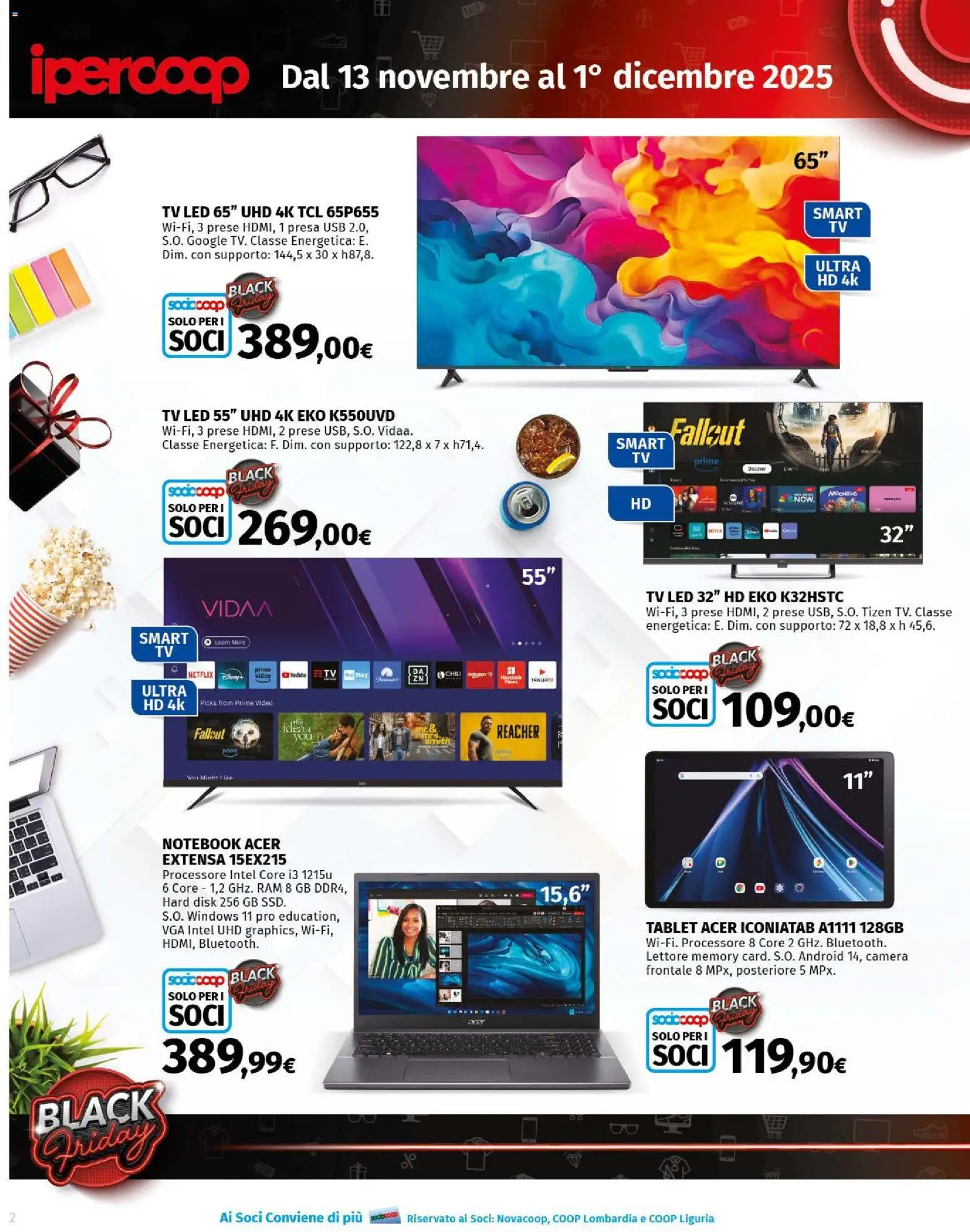 Volantino Ipercoop del 13.11.2025 | Pagina: 2 | Prodotti: Notebook, Tablet, TV, Presa