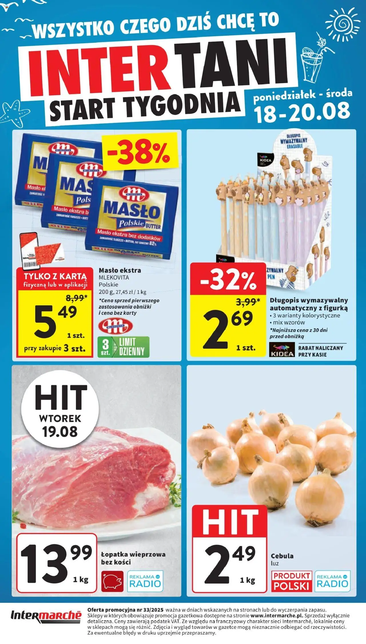 Intermarche Gazetka od 13.08.2025 | Strona: 46 | Produkty: Karta, Radio, Łopatka wieprzowa, Masło