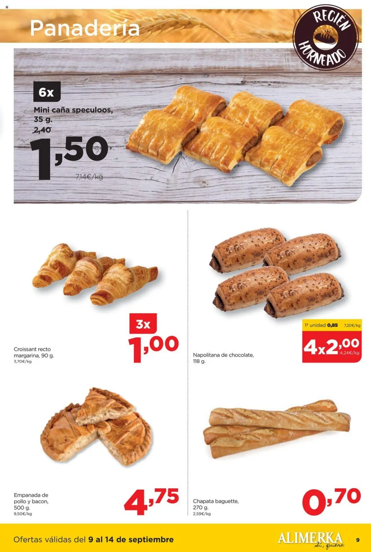 Alimerka folleto Asturias │ válido desde el 08.09.2025 | Página: 9 | Productos: Croissant, Panadería