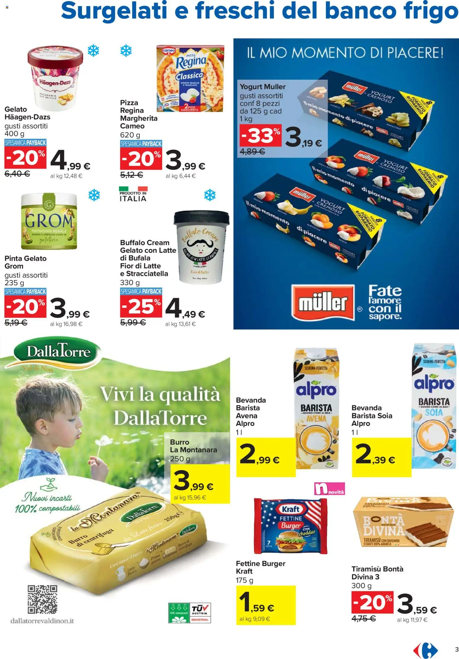 Volantino Carrefour del 30.10.2025 | Pagina: 3 | Prodotti: Pizza, Gelato, Burro, Stracciatella