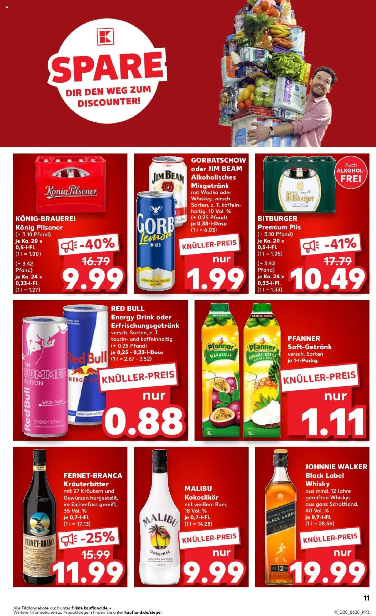 Kaufland prospekt Bottrop	 - gültig ab dem 23.07.2025 | Seite: 11 | Produkte: Jim beam, Konig pilsener, Energy, Wodka