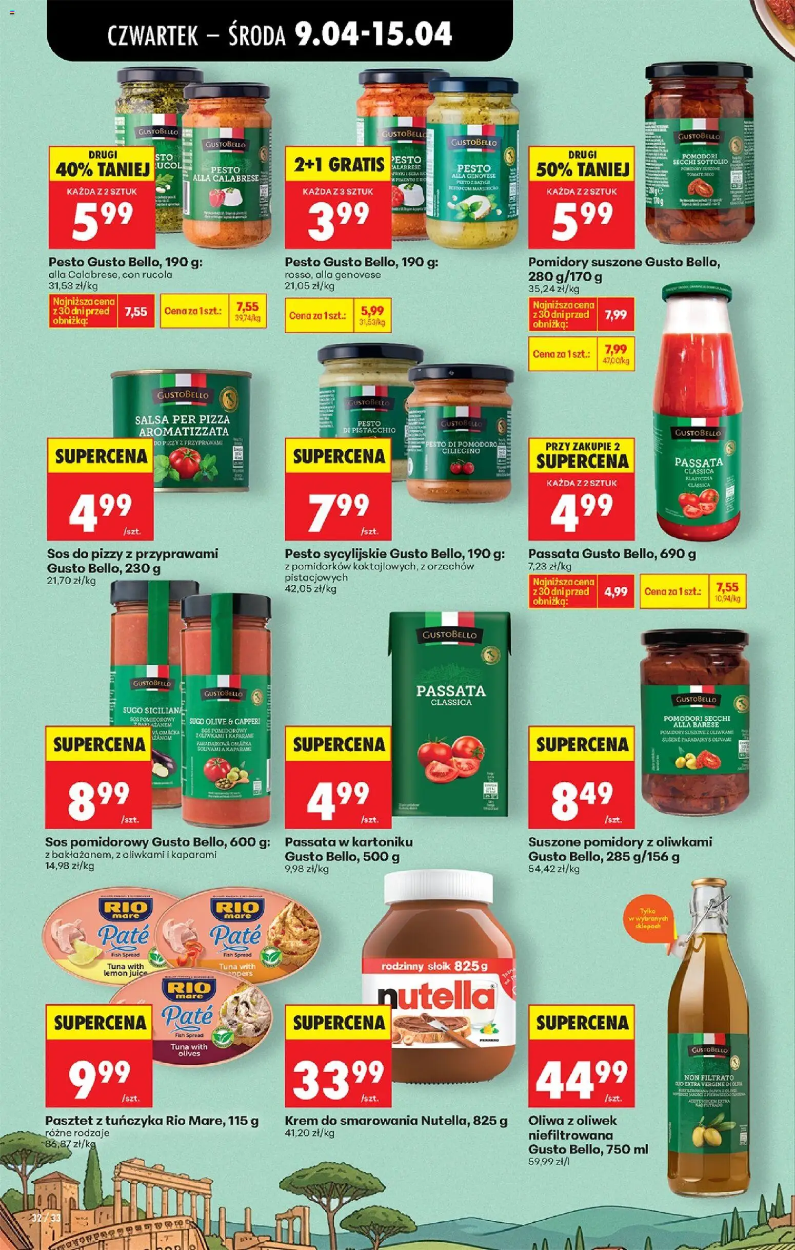 Biedronka gazetka od czwartku od 09.04.2026 | Strona: 44 | Produkty: Sos do pizzy, Nutella, Suszone pomidory, Krem