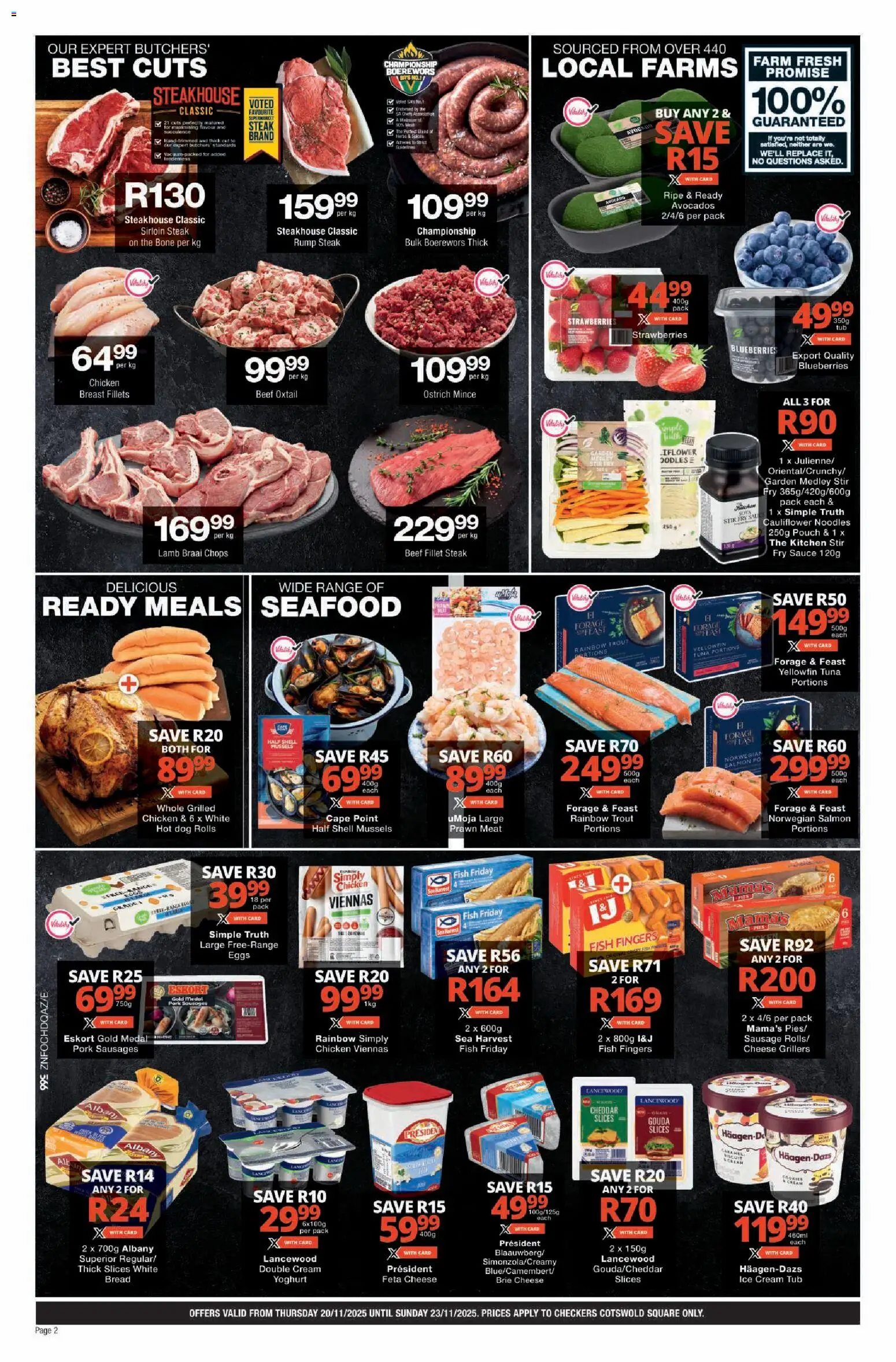 New Checkers catalogue – valid from 20.11.2025 | Page: 2 | Products: Bread, Beef, Máscara de pestañas, Seafood