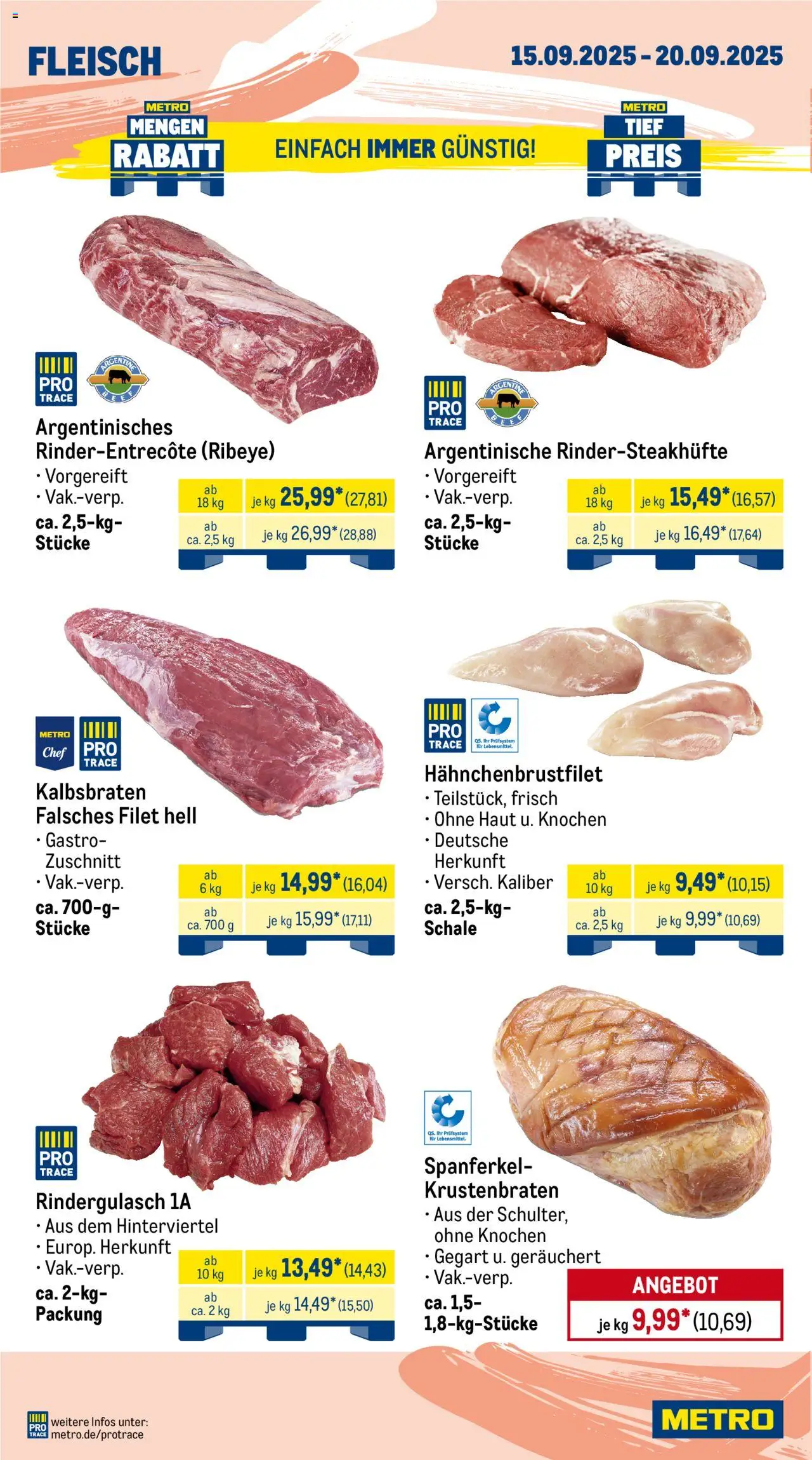 Metro Prospekt 	 – gültig ab 15.09.2025 | Seite: 2 | Produkte: Rindergulasch, Krustenbraten, Fleisch