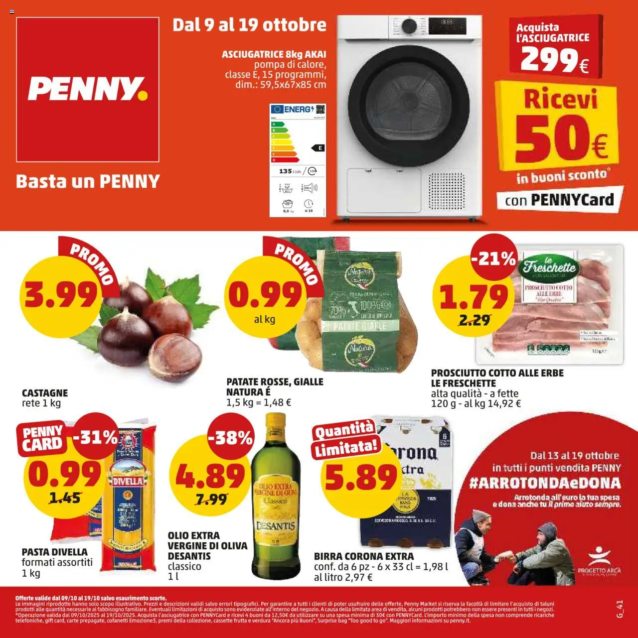 Volantino PENNY del 09.10.2025 | Pagina: 1 | Prodotti: Prosciutto Cotto, Birra, Patate, Pasta