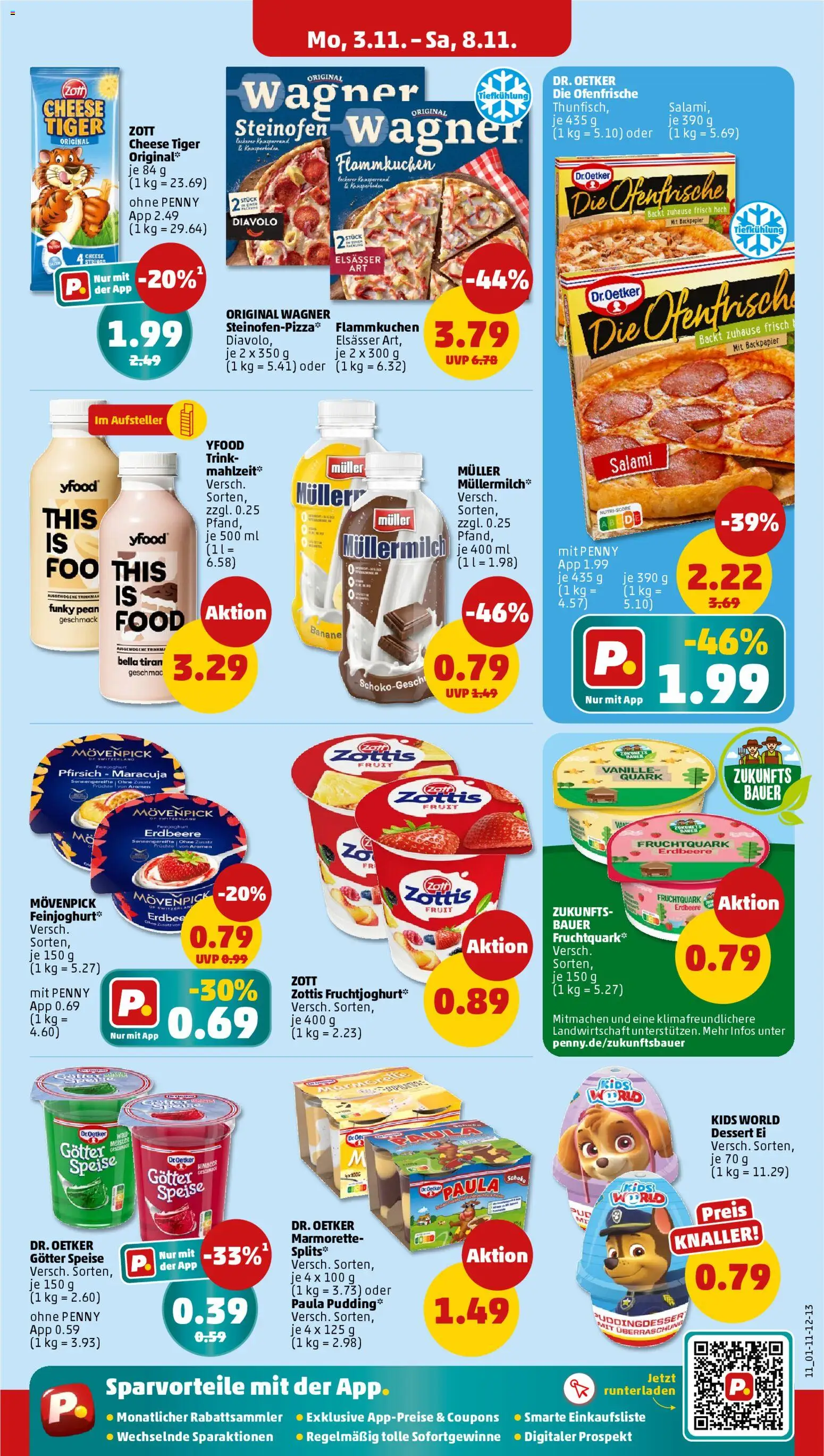 Penny Prospekt 	 – gültig ab 03.11.2025 | Seite: 13 | Produkte: Quark, Pudding, Pfirsich, Salami