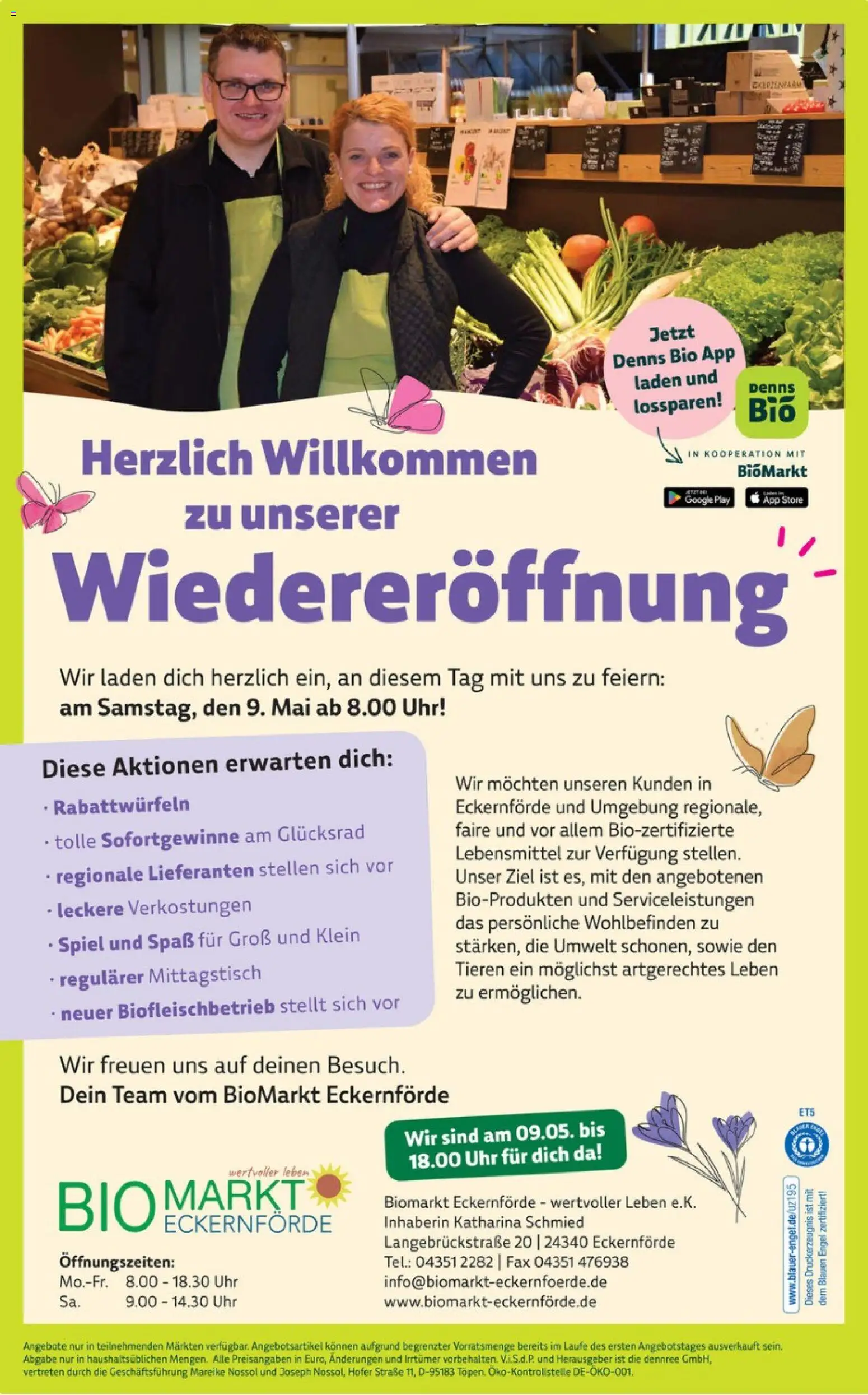 Denns BioMarkt Wiedereröffnung – gültig ab 09.05.2026 | Seite: 1 | Produkte: Spiel, Uhr