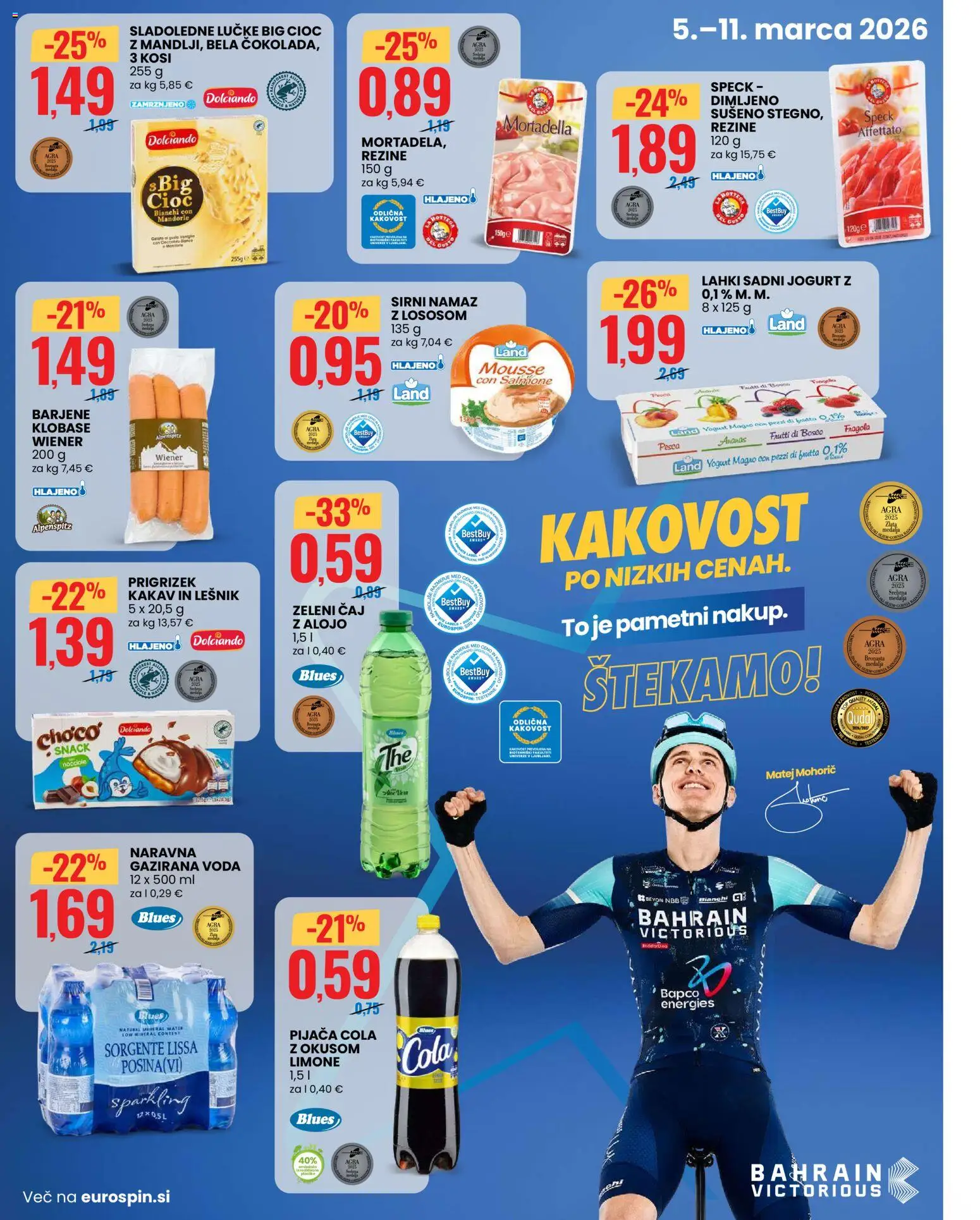 Novi Eurospin katalog ponudbe – veljaven od 05.03.2026 | Stran: 4 | Izdelki: Sladoledne lučke, Namaz, Caj, Klobase