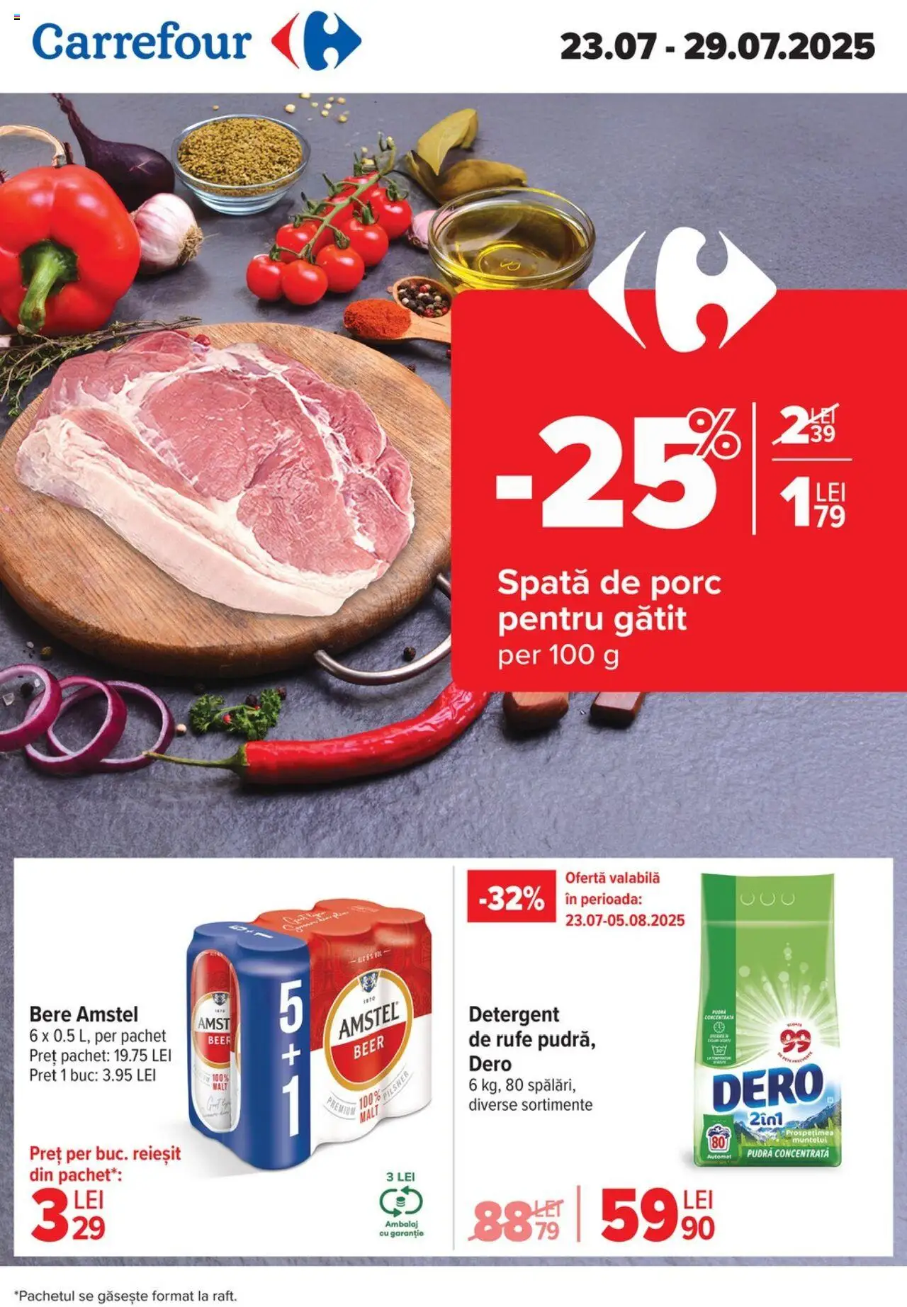 Catalog Carrefour – valabil de la 23.07.2025 | Pagină: 1 | Produse: Pudră, Bere, Detergent
