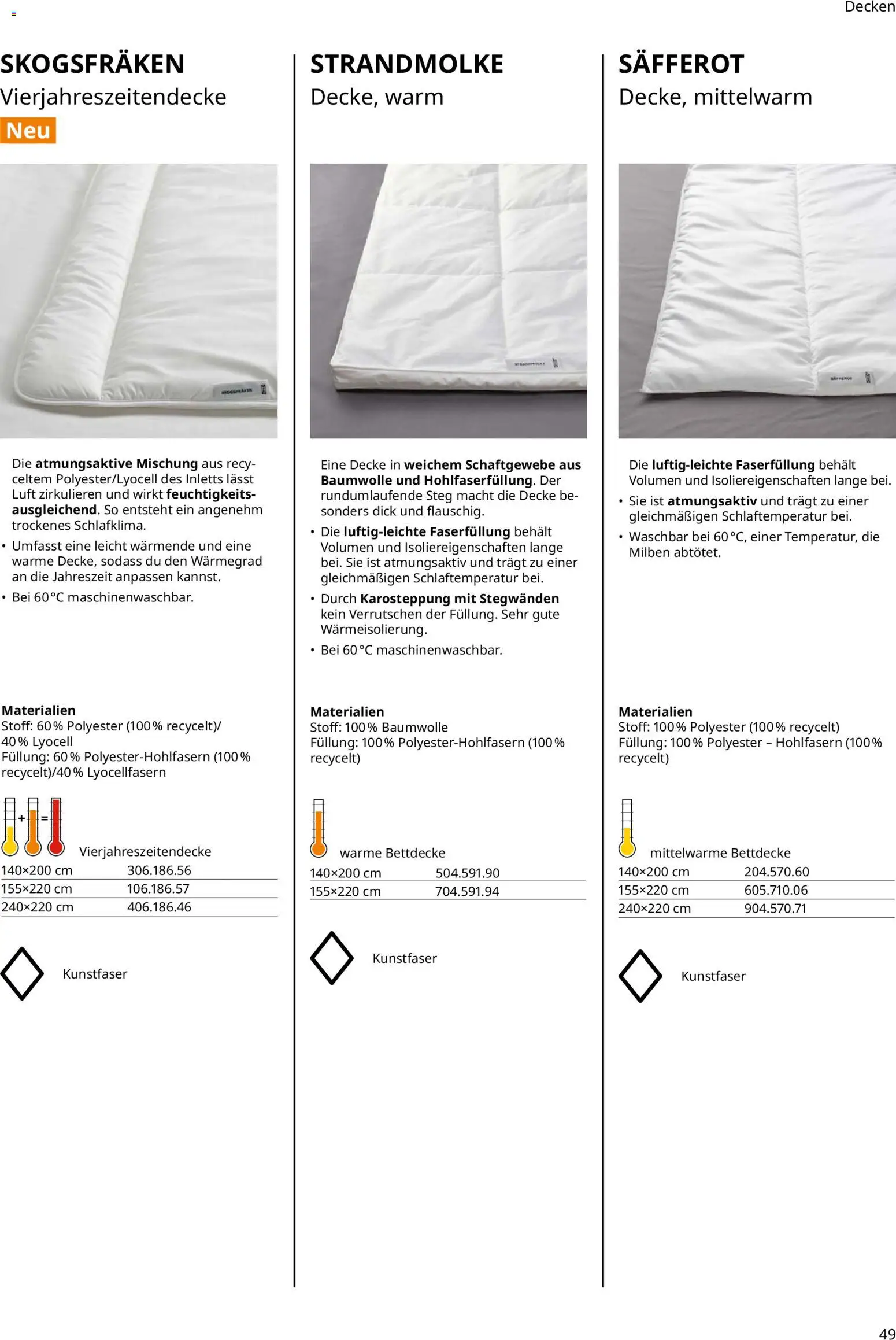 Ikea Prospekt  Schlafkomfort	 – gültig ab 30.09.2025 | Seite: 49 | Produkte: Bettdecke
