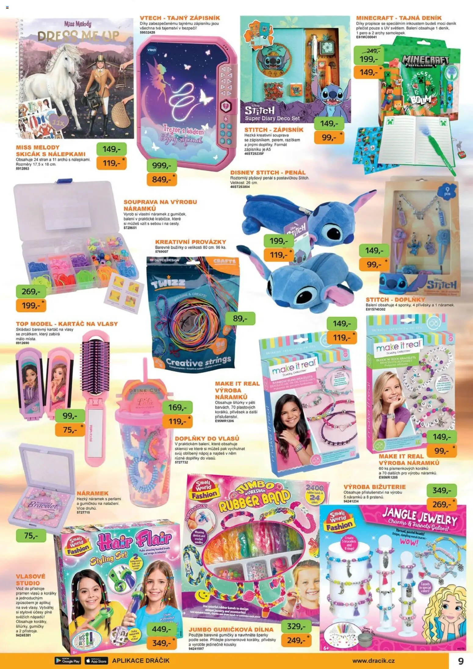 Dráčik leták od 16.04.2026 | Strana: 9 | Produkty: Korálky, Pero, Kartáč na vlasy, Stitch
