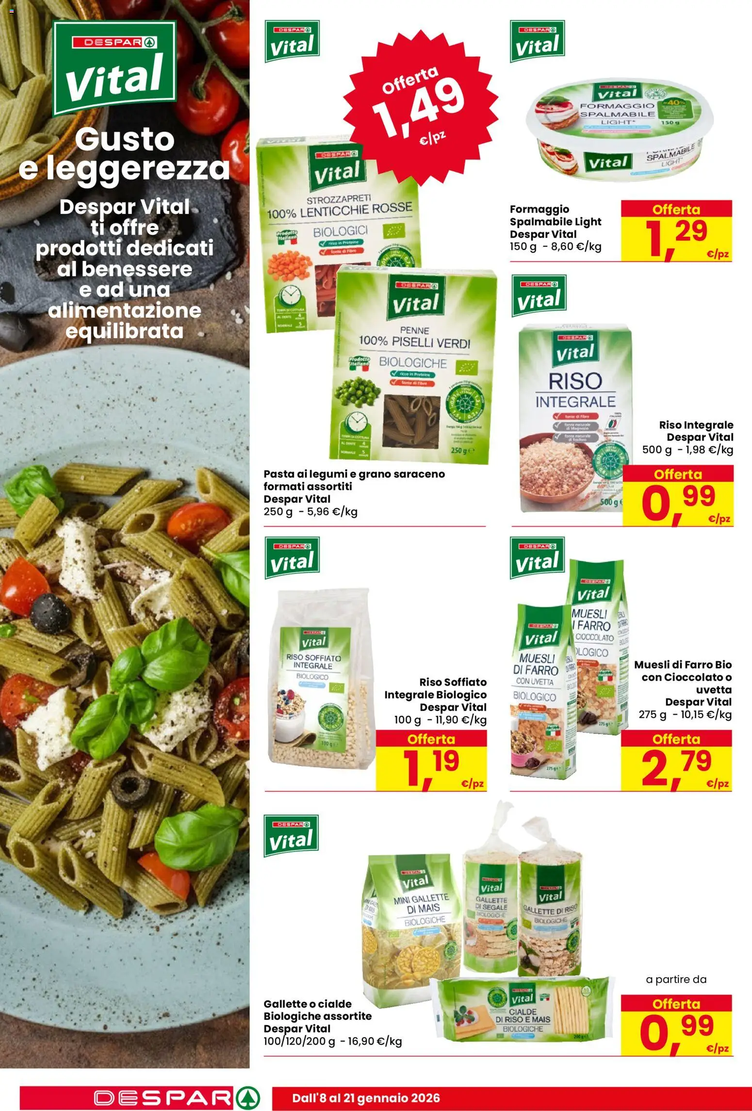 Volantino Despar del 08.01.2026 | Pagina: 12 | Prodotti: Muesli, Legumi, Gallette, Penne