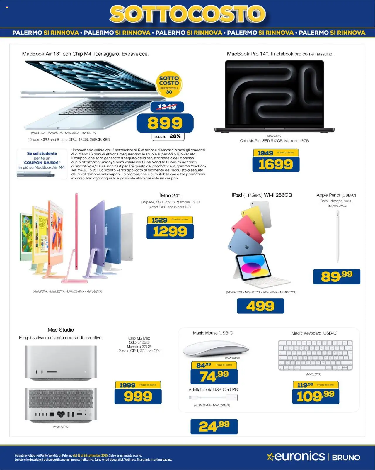 Volantino Euronics del 12.09.2025 | Pagina: 8 | Prodotti: Melone, Mouse, Macbook, Scrivania