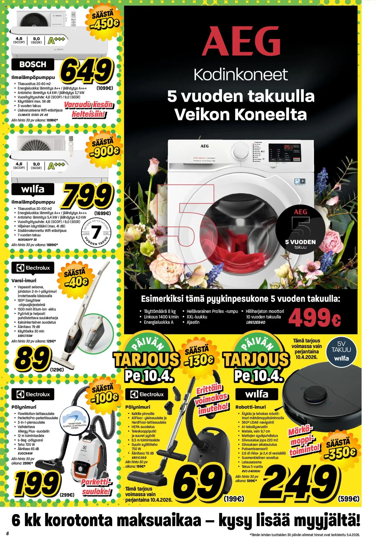 Veikon Kone tarjoukset – voimassa 07.04.2026 alkaen | Sivu: 6 | Tuotteet: Imuri, Robotti, Moppi, Akku