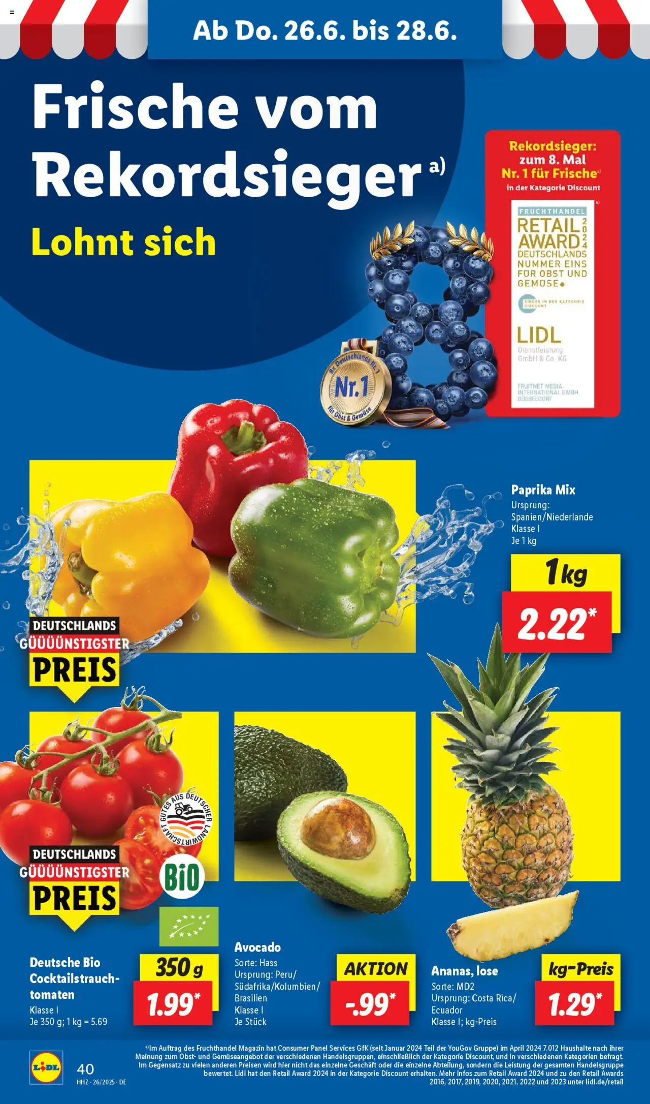 Lidl Prospekt 	 - gültig ab dem 23.06.2025 | Seite: 58 | Produkte: Tomaten, Avocado, Gemüse, Obst