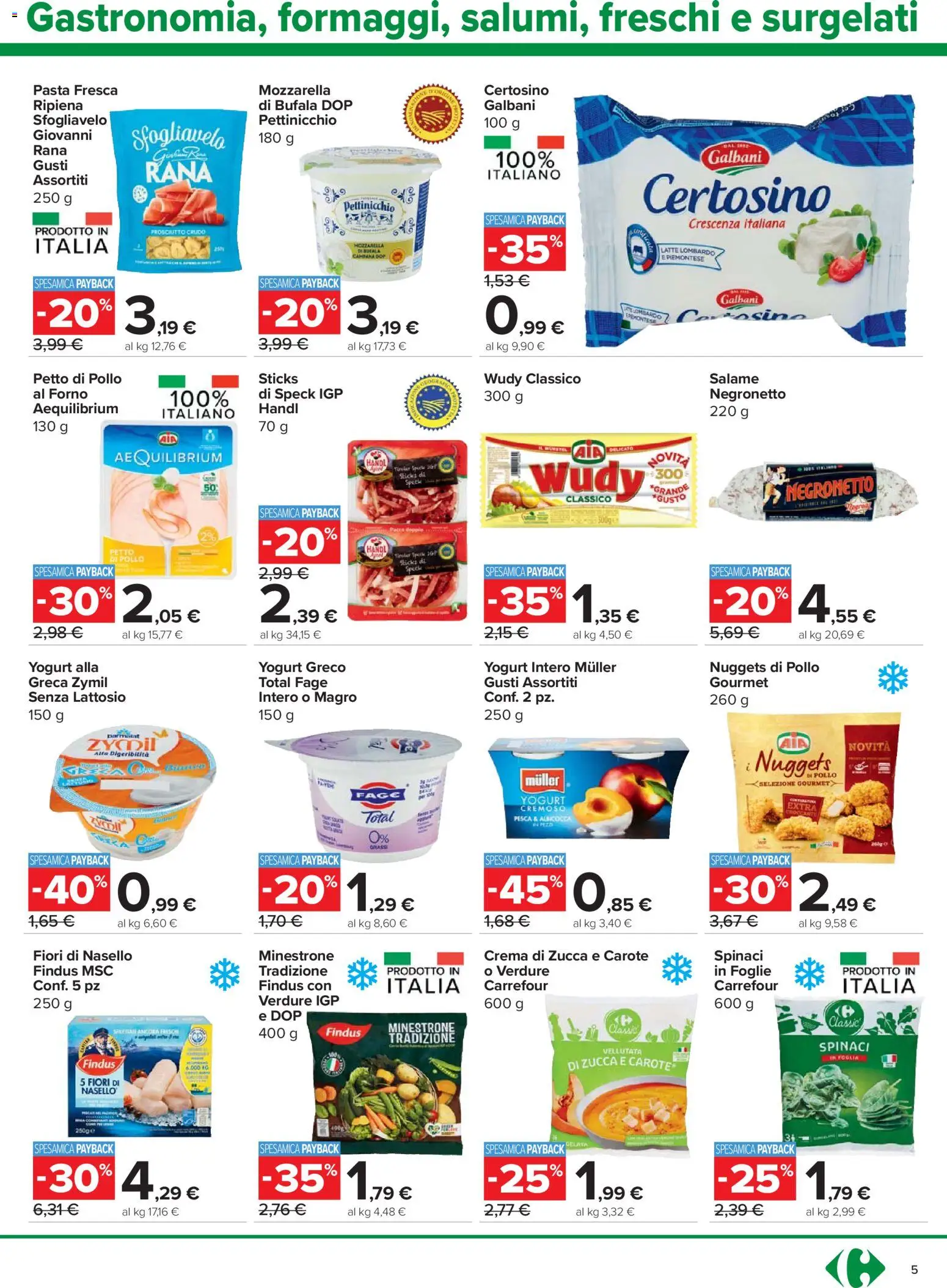 Volantino Carrefour del 02.01.2026 | Pagina: 5 | Prodotti: Crema, Salame, Pollo, Verdure