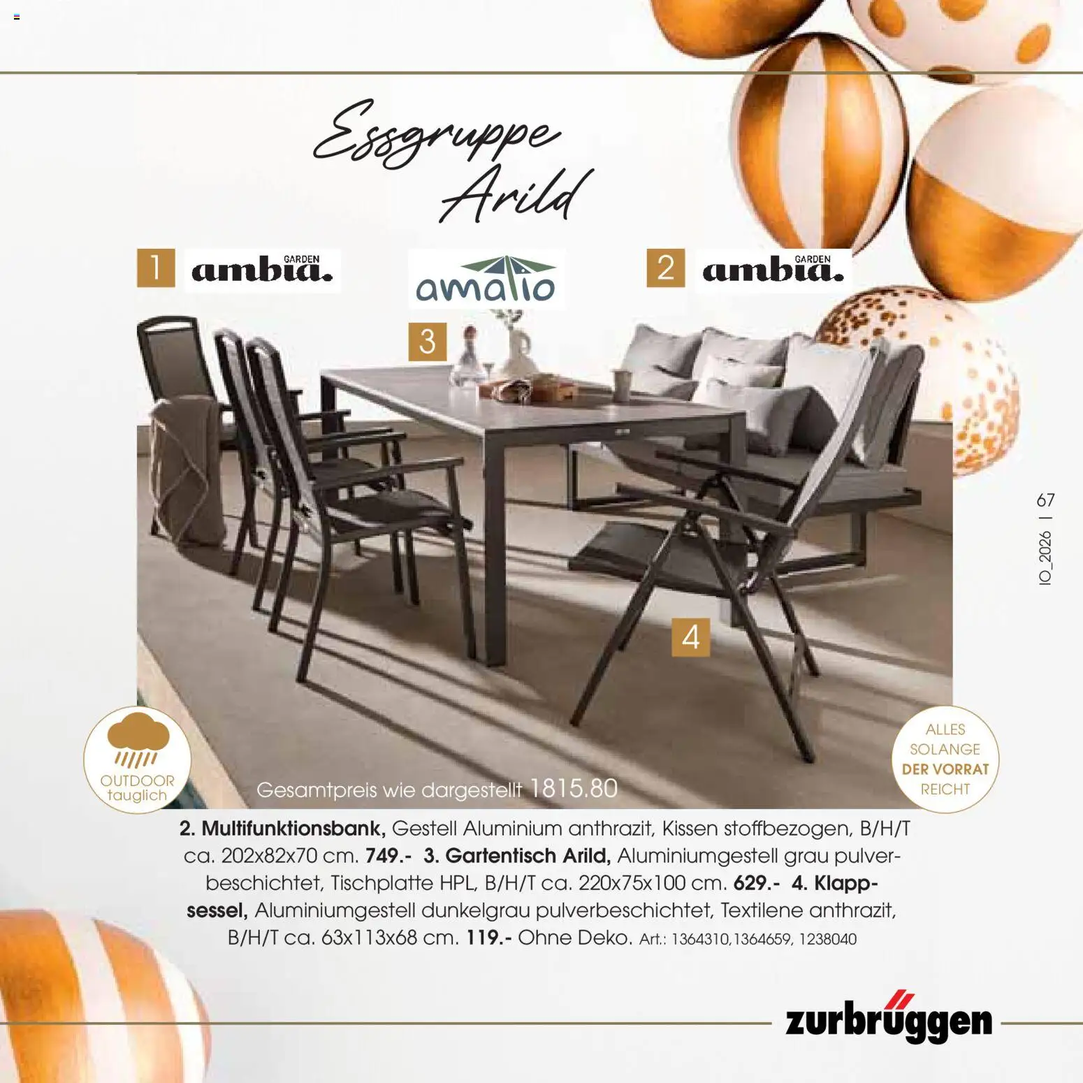 Zurbrüggen Oster-Journal – gültig ab 23.03.2026 | Seite: 67 | Produkte: Kissen, Essgruppe