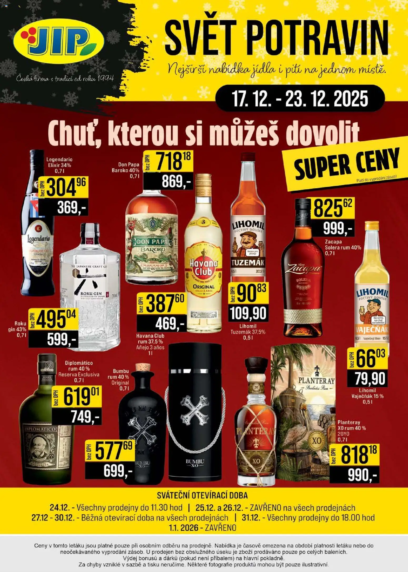 Jip leták - Cash & Carry od 17.12.2025 | Strana: 28 | Produkty: Diplomatico, Diplomatico rum, Havana club, Tuzemák
