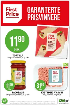 Forhåndsvisning av KJØTTDEIG AV SVIN, 300 g, First Price gyldig fra 20.10.2025 | Side: 27 | Produkter: Svin, Kiwi, Kjøttdeig, Taco