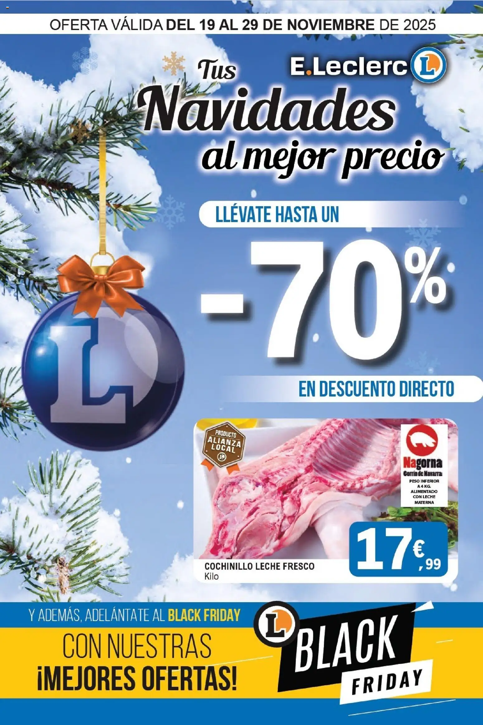 E.Leclerc Black Friday │ válido desde el 19.11.2025 | Página: 1 | Productos: Leche, Peso