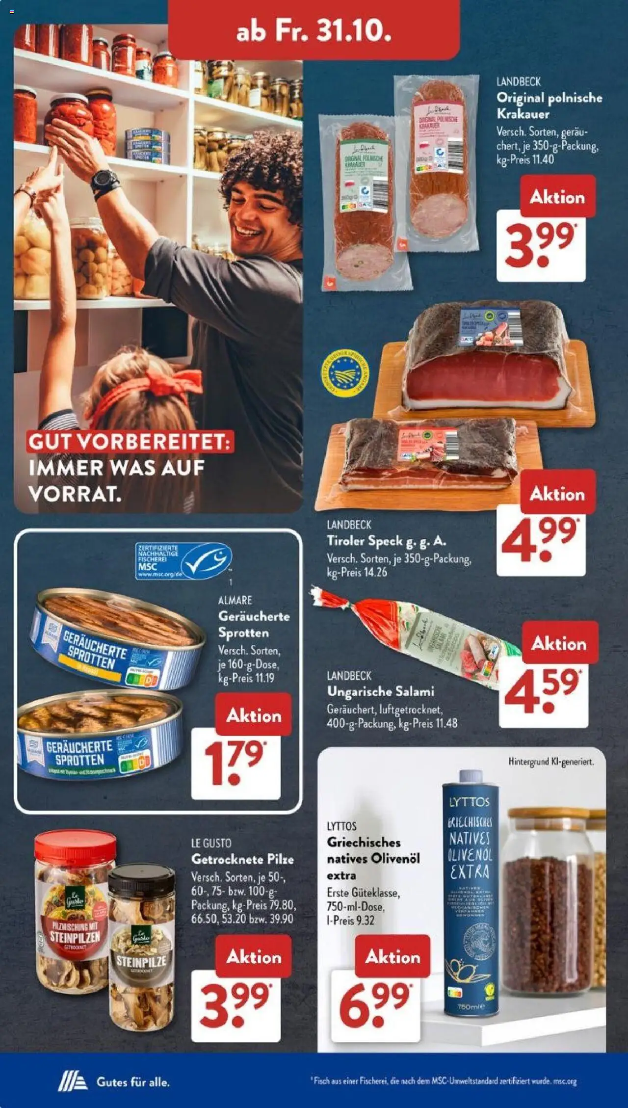 Aldi Süd Prospekt 	 – gültig ab 27.10.2025 | Seite: 16 | Produkte: Olivenol, Fisch, Salami