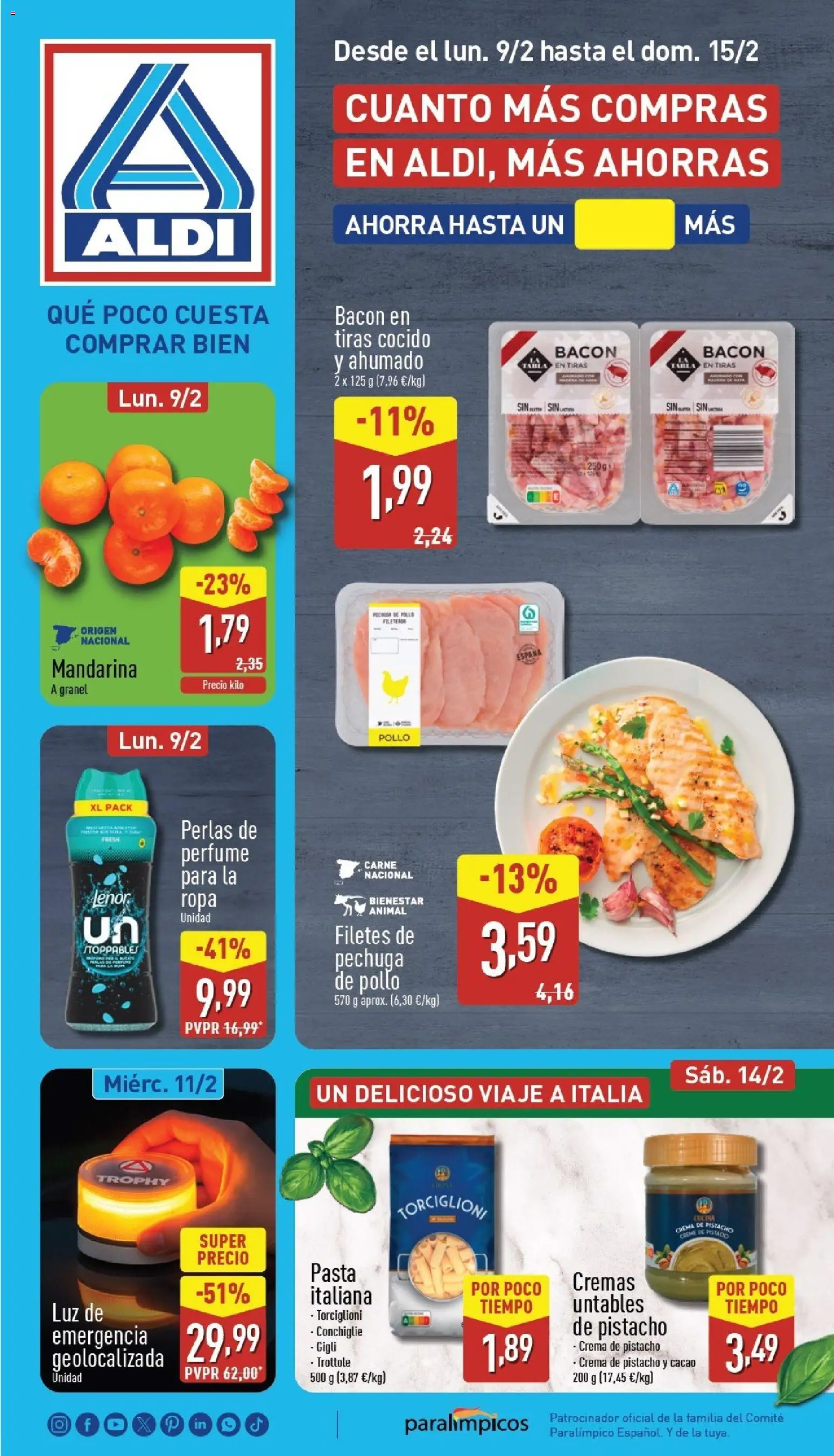 Aldi folleto Baleares │ válido desde el 09.02.2026 | Página: 1 | Productos: Δισκέτα, Pasta, Crema, Ropa