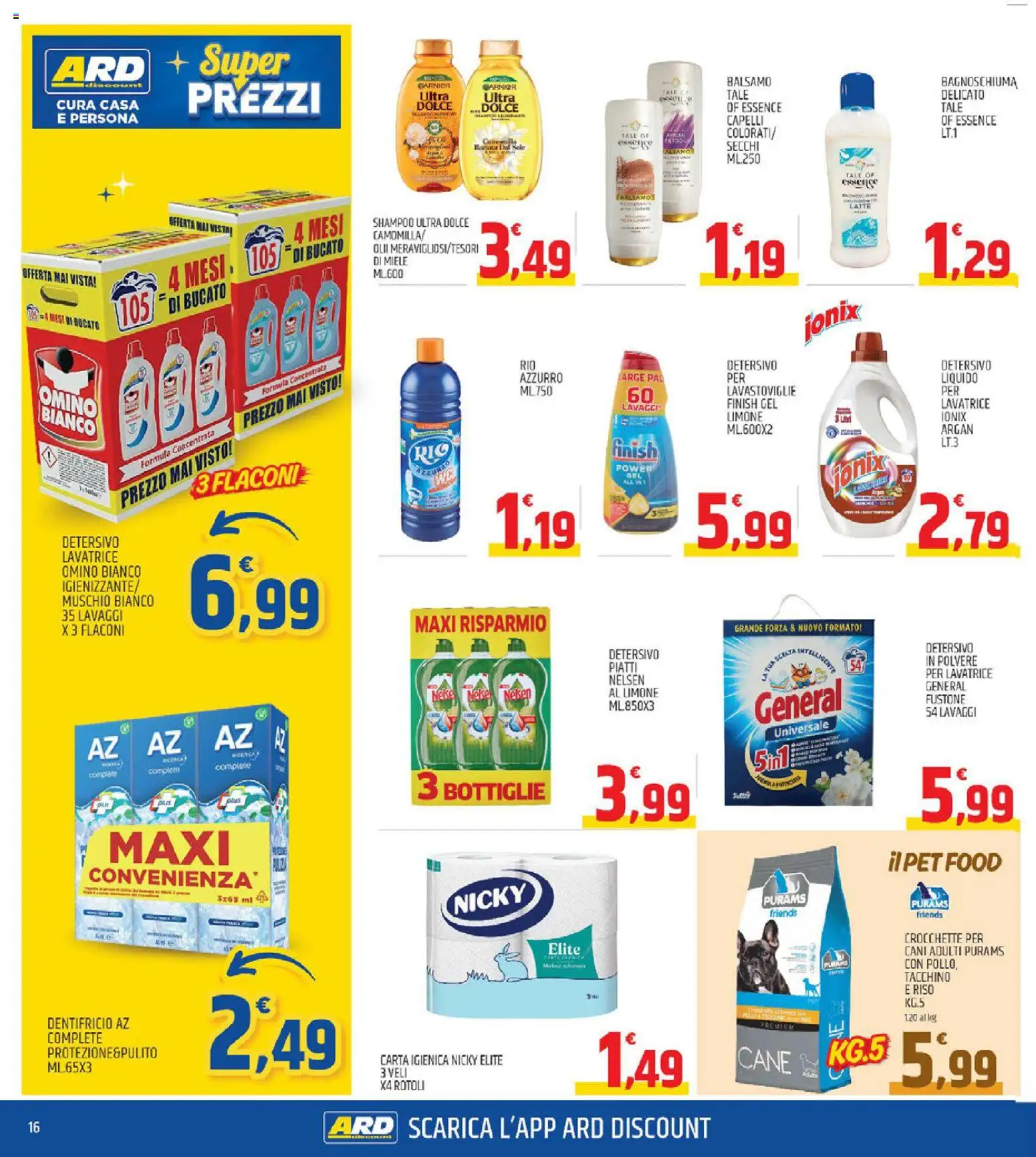 Volantino ARD Discount del 01.12.2025 | Pagina: 16 | Prodotti: Balsamo, Carta igienica, Bagnoschiuma, Riso