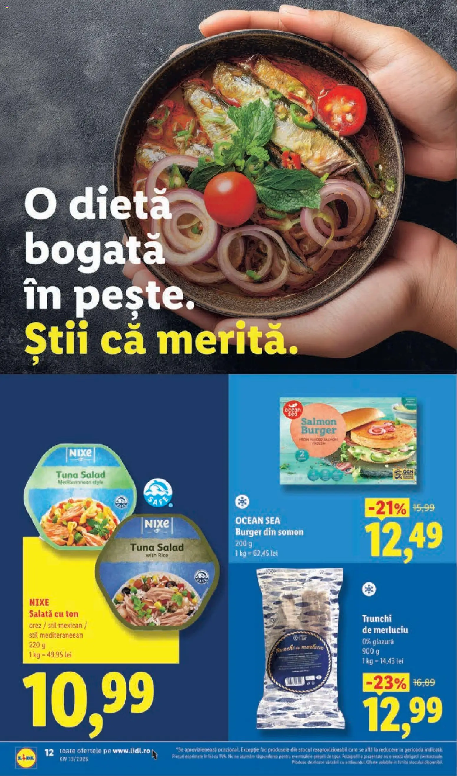 Noul catalog Lidl – valabil de la 23.03.2026 | Pagină: 12 | Produse: Delgeç, Orez, Burger, Salată