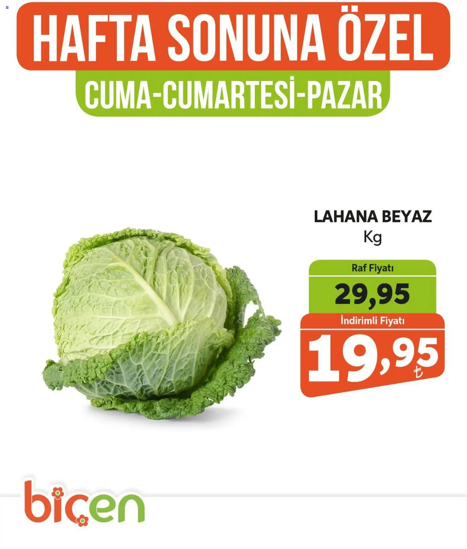 Biçen Market Hafta Sonuna Özel - Sebze İndirimi - 23.01.2026 tarihinden itibaren geçerlidir | Sayfa: 3 | Ürünler: Raf, Lahana