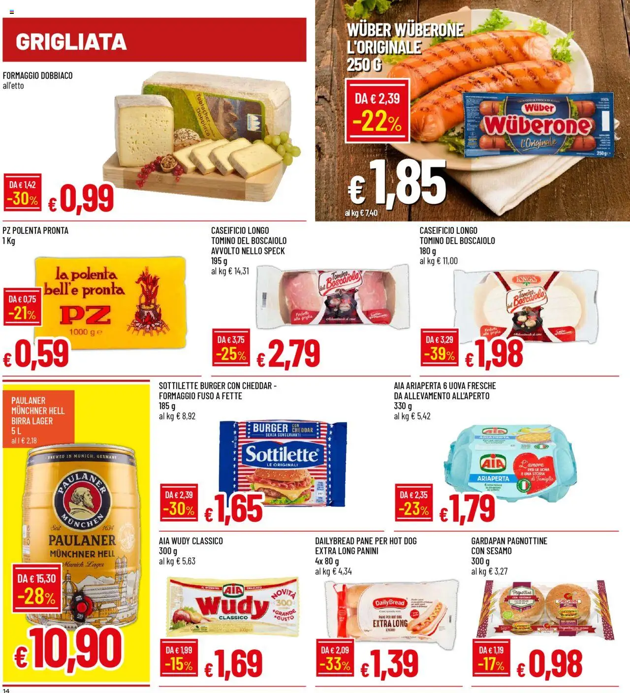 Volantino Galassia del 07.08.2025 | Pagina: 14 | Prodotti: Uova, Pane, Birra, Formaggio