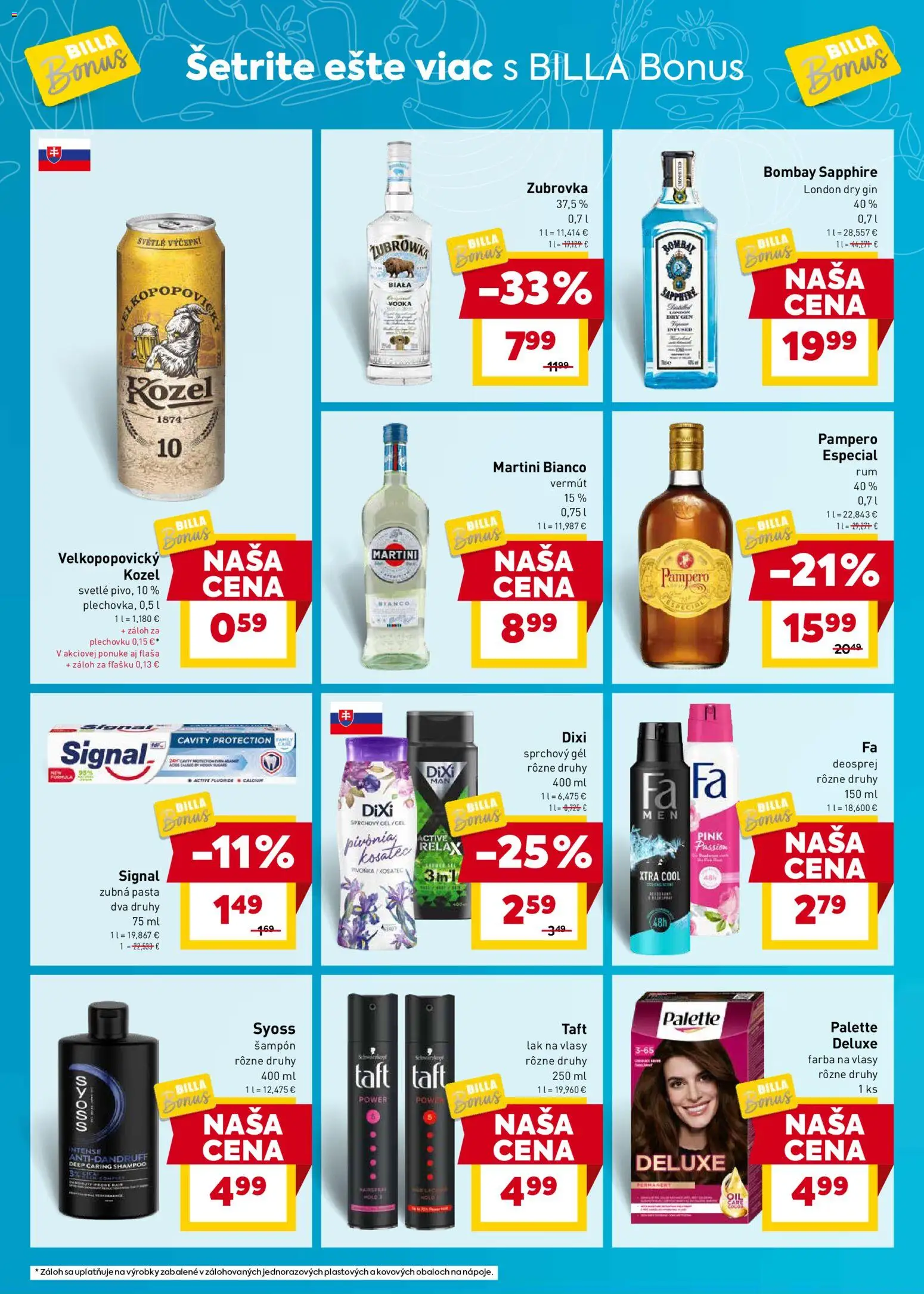 Nové Billa akcie – leták je platný od 14.01.2026 | Strana: 8 | Produkty: Šampón, Lak na vlasy, Zubná pasta, Vodka