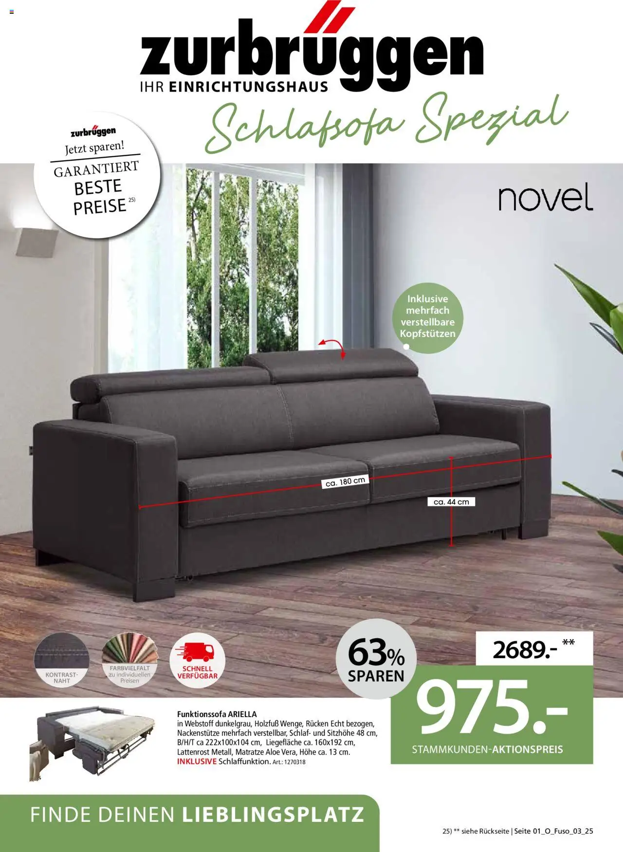 Zurbrüggen Schlafsofa Spezial – gültig ab 12.09.2025 | Seite: 1 | Produkte: Schlafsofa, Matratze, Lattenrost