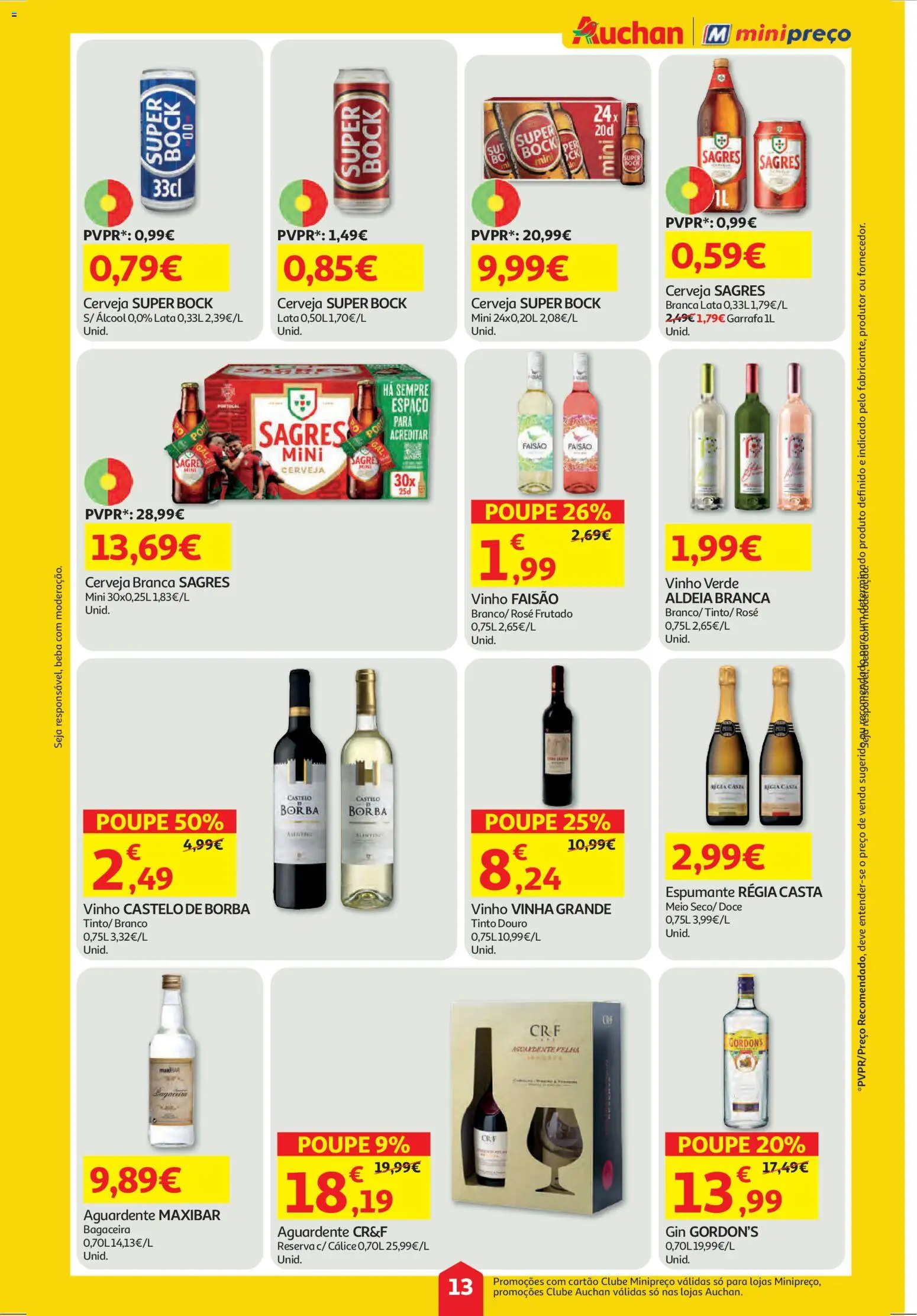 Auchan - Super Poupança │ válido de 06.11.2025 | Página: 13 | Produtos: Espumante, Super bock, Cerveja, Gin