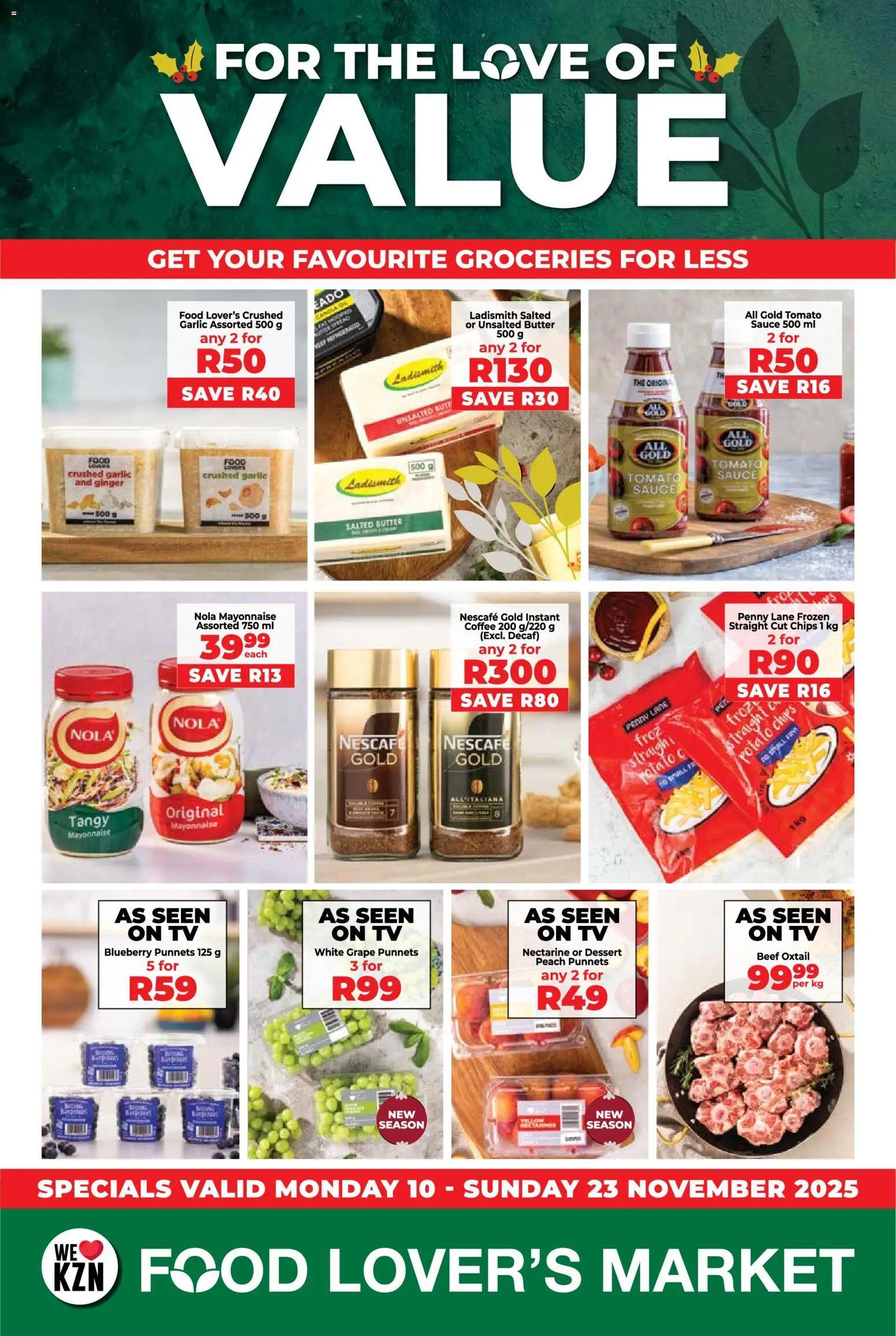 New Food Lover's Market catalogue – valid from 10.11.2025 | Page: 1 | Products: TV, Beef, Chips, Mayonnaise