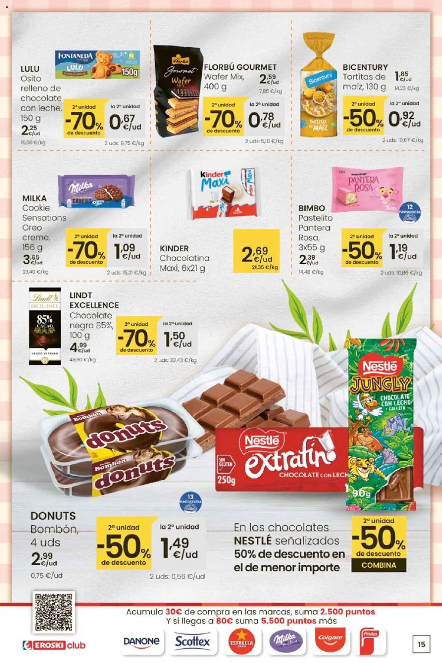 Eroski - Adelántate a la Navidad │ válido desde el 13.11.2025 | Página: 15 | Productos: Leche, Κεραία, Chocolate con leche, Donuts