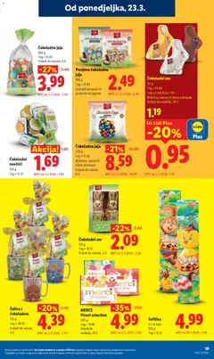 Čokoladni zec, 50 g, 1 kg = 23.80, Mliječna, tamna ili bijela čokolada, Vrijedi do nedjelje, 29.3. - Pregled kataloga iz trgovine Lidl, vrijedi od 23.03.2026 | Stranica: 19
