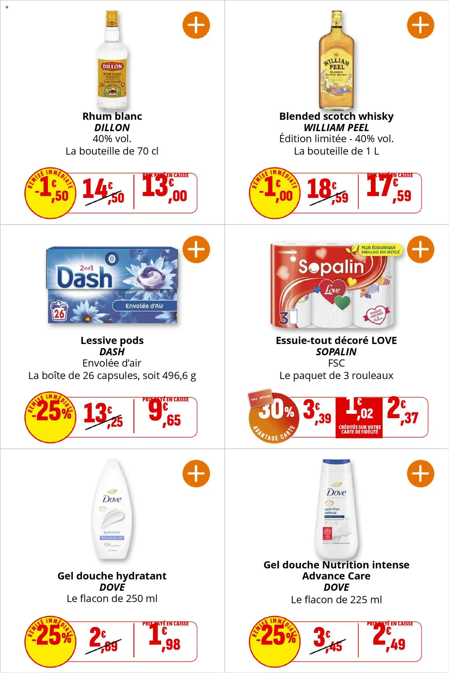 {H1} | Page: 24 | Produits: Whisky, Gel douche, Rhum, Douche