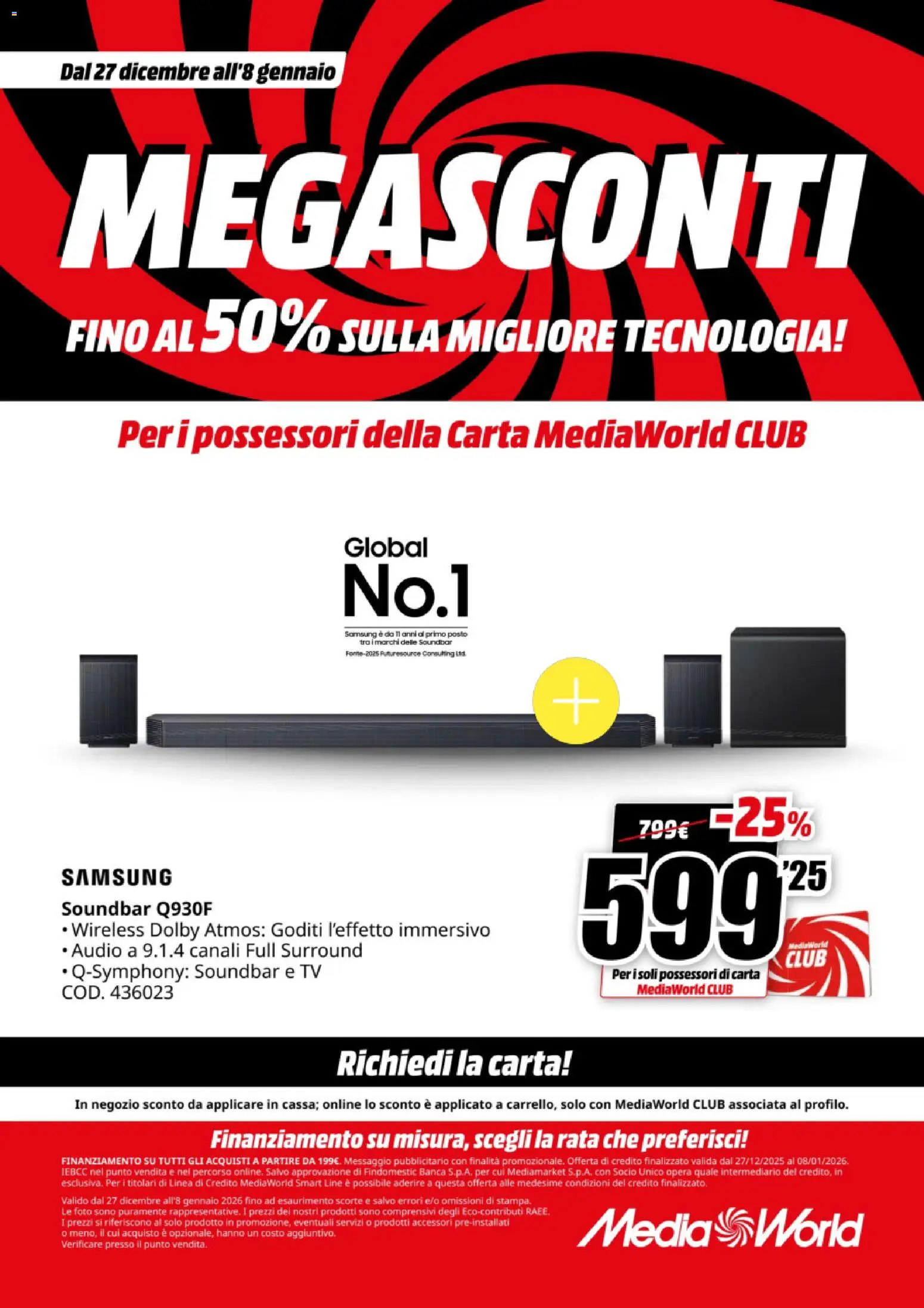Volantino Media World del 27.12.2025 | Pagina: 40 | Prodotti: Soundbar, TV, Audio, Samsung