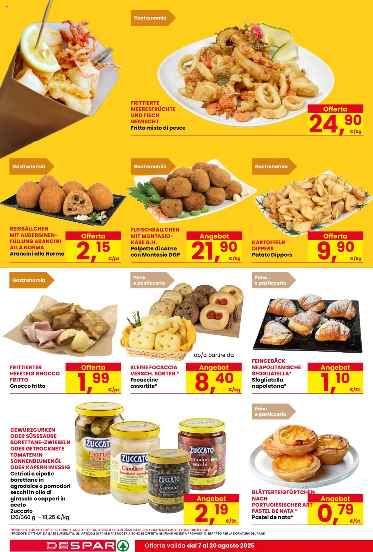 Volantino Despar del 07.08.2025 | Pagina: 8 | Prodotti: Pesce, Patate, Olio, Pomodori