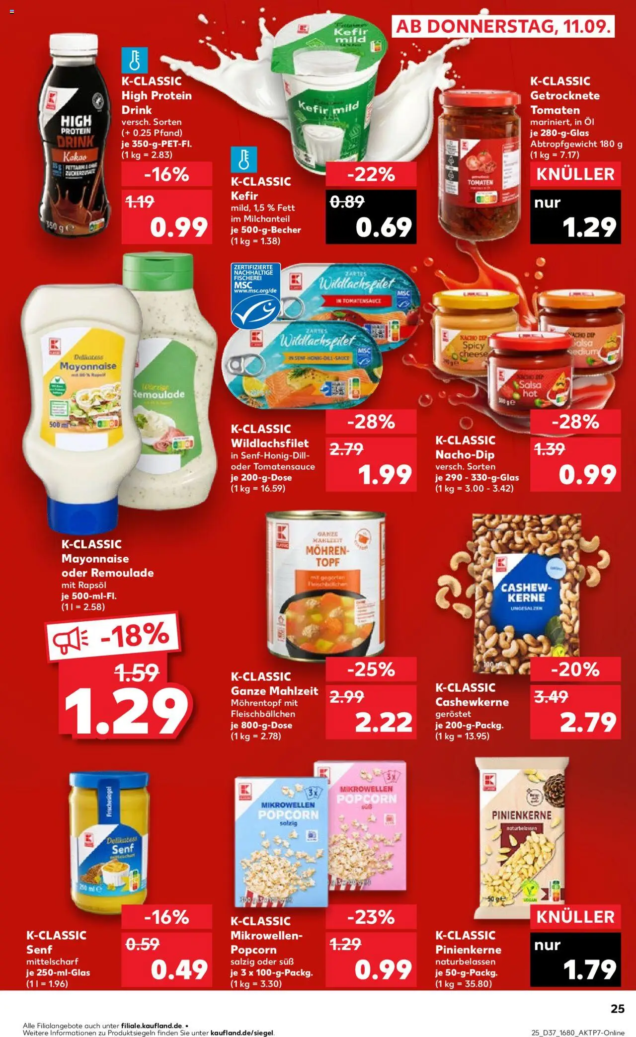 Kaufland prospekt Stuttgart	 – gültig ab 11.09.2025 | Seite: 25 | Produkte: Kefir, Rapsöl, Tomaten, Mayonnaise
