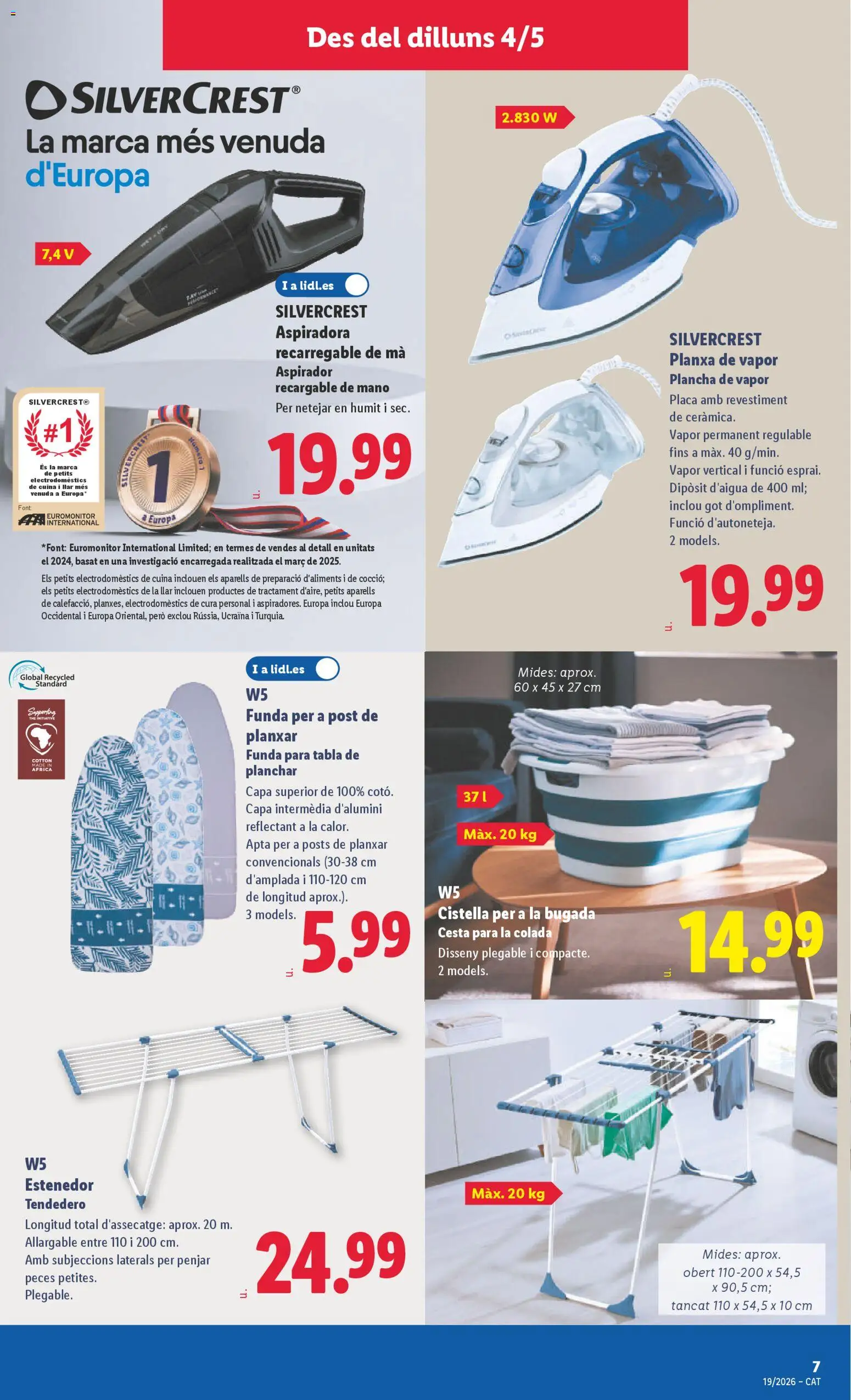 Lidl folleto de bazar │ válido desde el 04.05.2026 | Página: 17 | Productos: Tendedero, Aspiradora, Plancha, Cesta