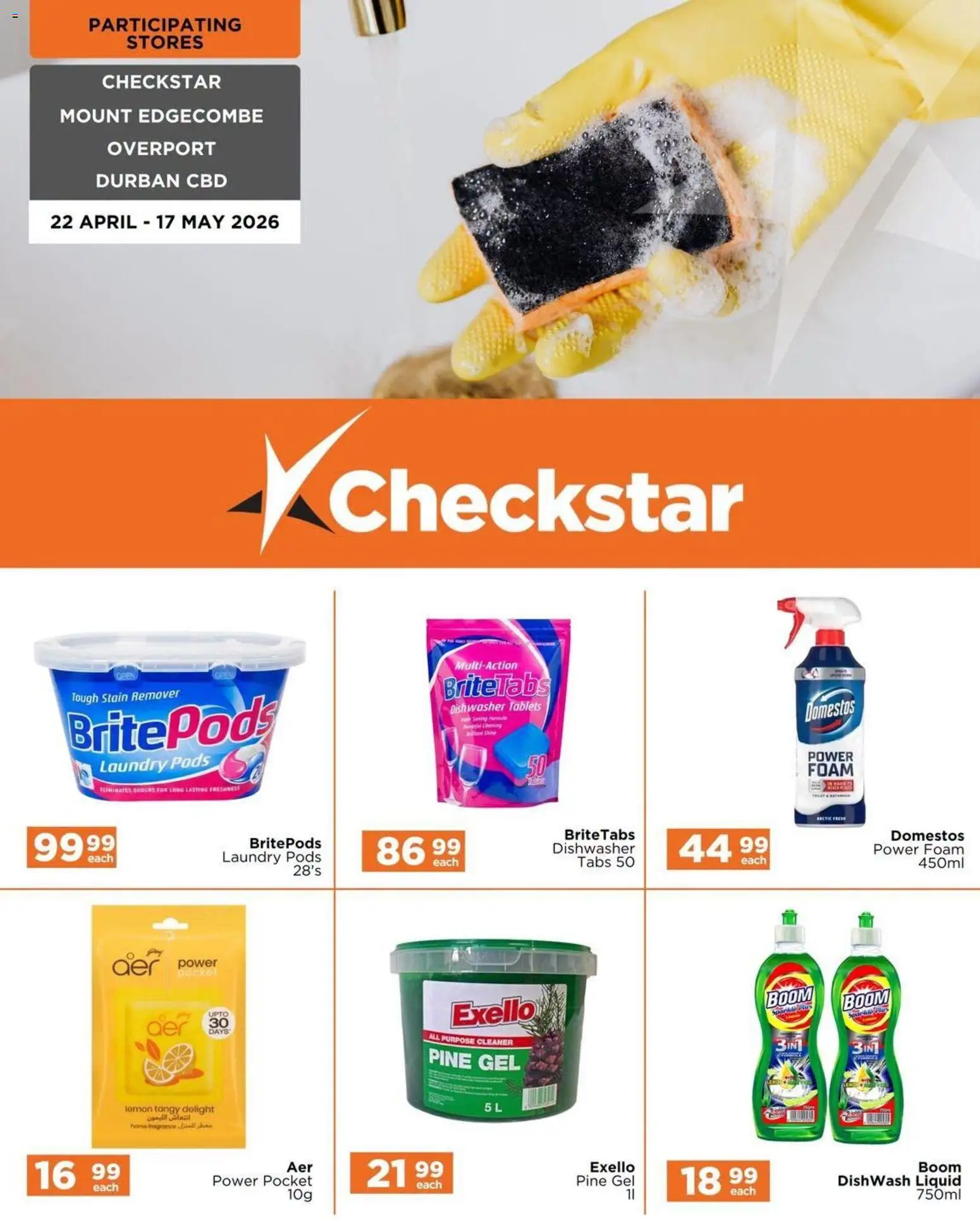 New Check Star catalogue – valid from 22.04.2026 | Page: 1 | Products: Dishwasher, Foam, Stain remover, Lemon