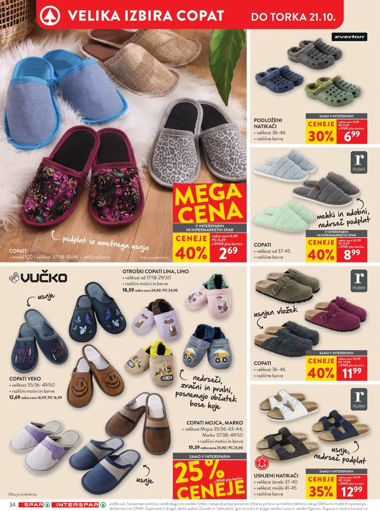 Novi Spar katalog ponudbe – veljaven od 08.10.2025 | Stran: 34 | Izdelki: Natikaci, Copati