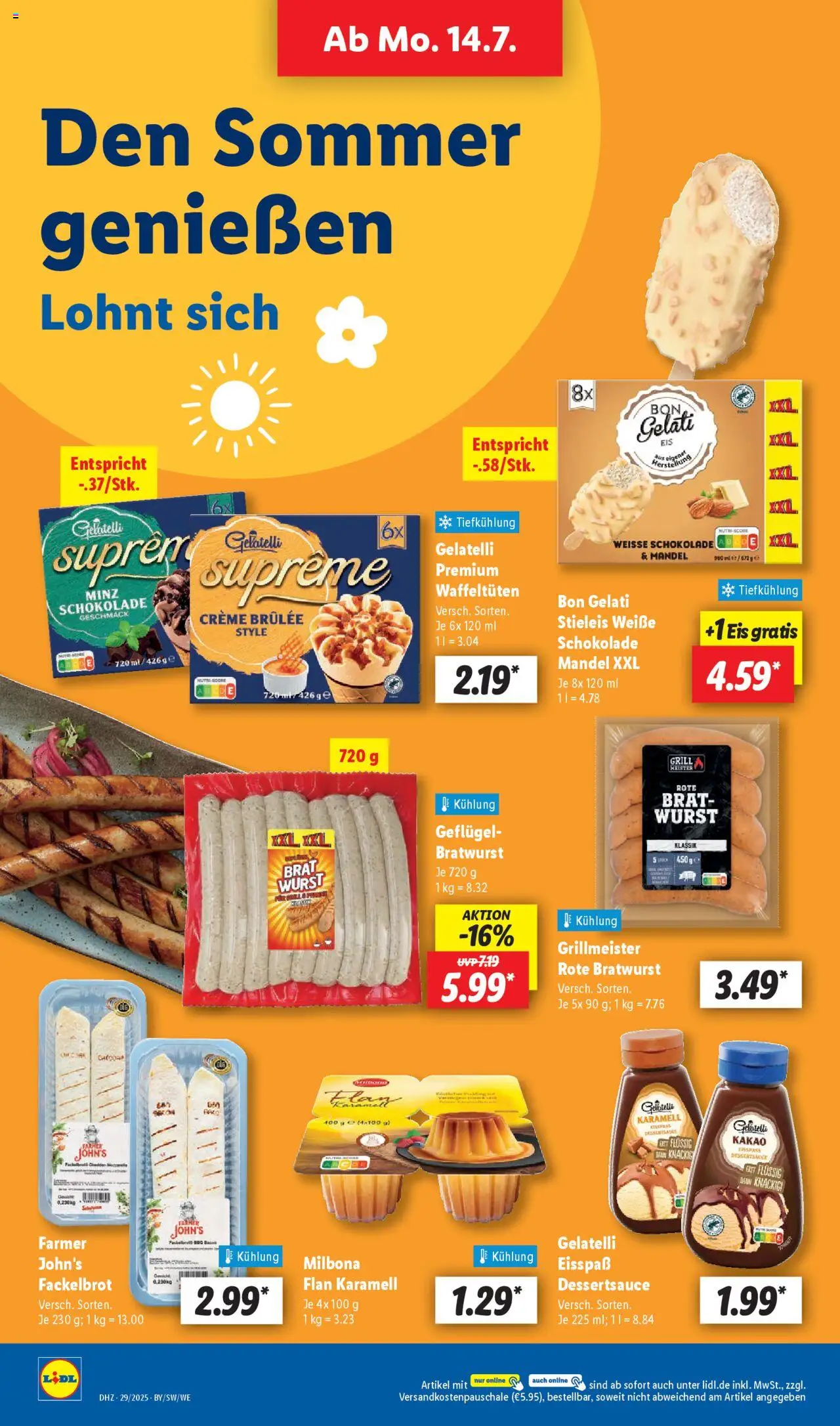Lidl Prospekt Heppenheim - gültig ab dem 14.07.2025 | Seite: 16 | Produkte: Schokolade, Creme, Wurst, Eis