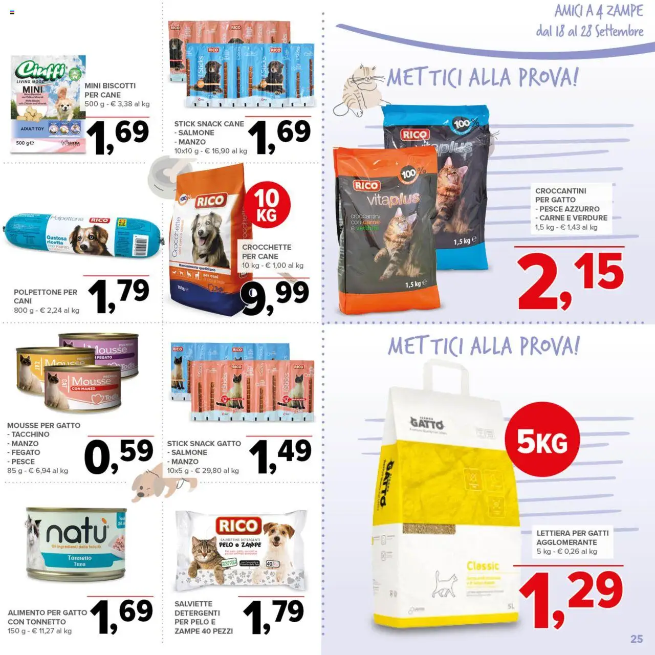Volantino Todis del 18.09.2025 | Pagina: 25 | Prodotti: Lettiera per gatti, Salmone, Biscotti, Crocchette