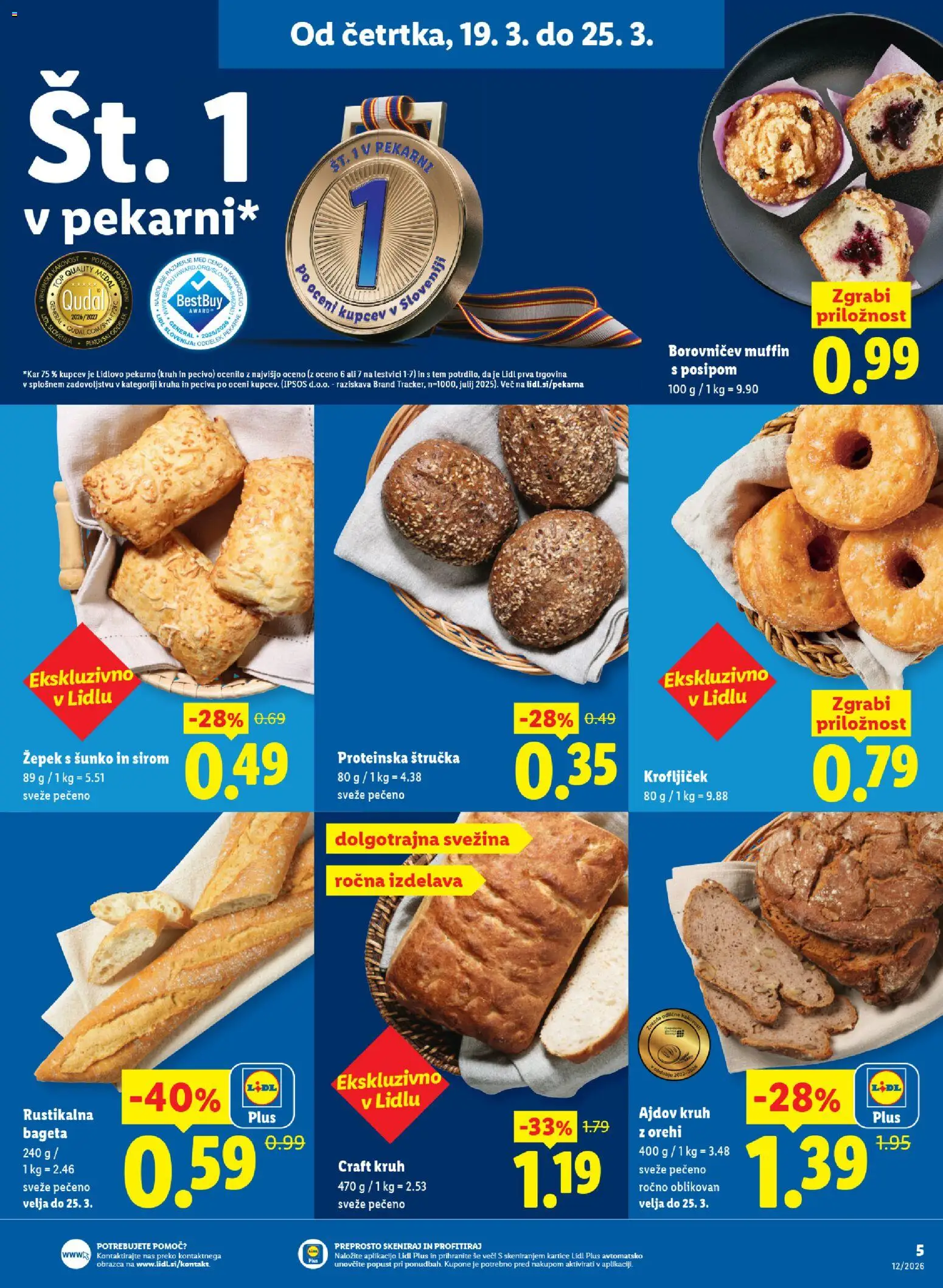 Novi Lidl katalog ponudbe – veljaven od 19.03.2026 | Stran: 5 | Izdelki: Štručka, Kruh
