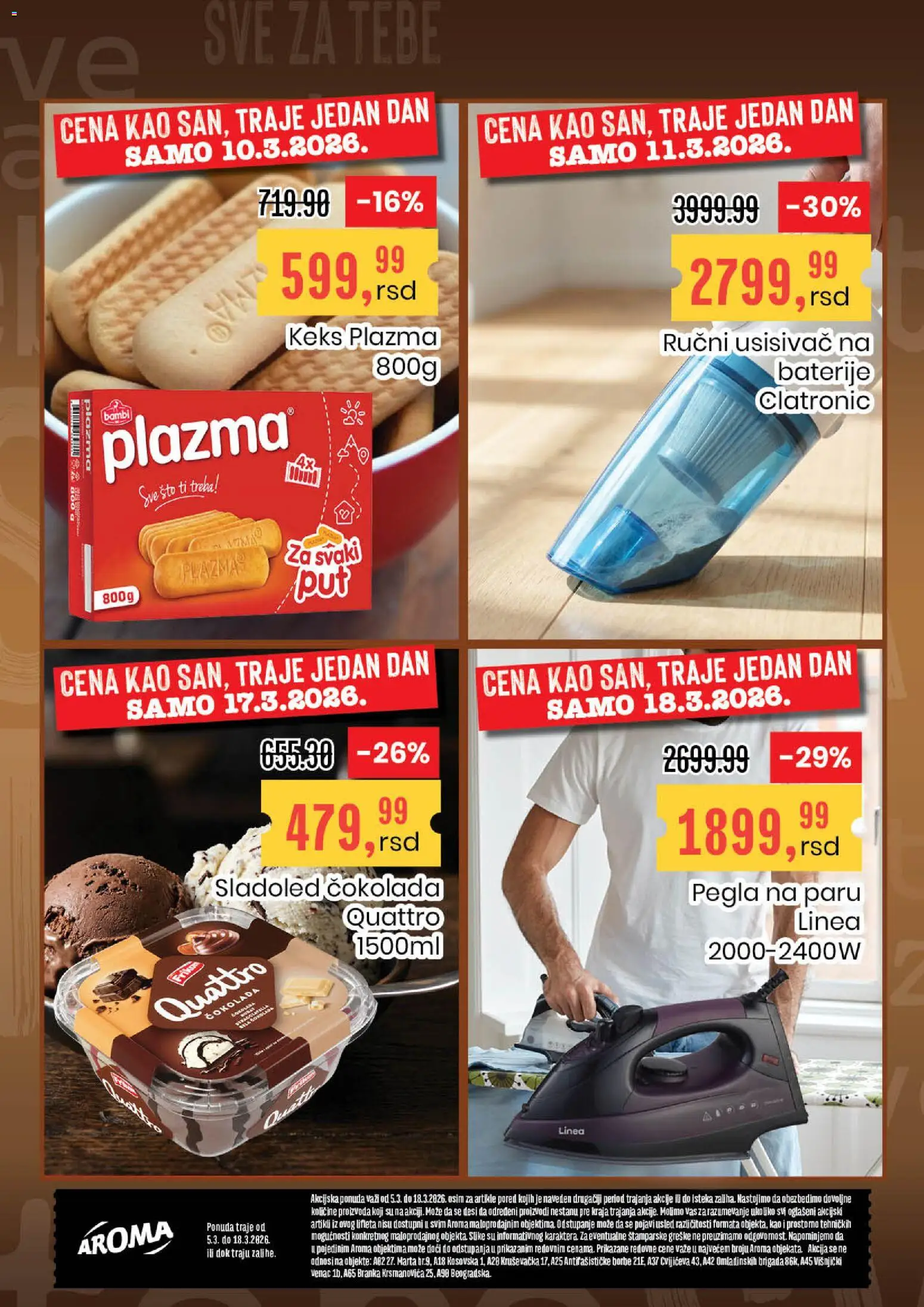 Aroma Market katalog - važi od 05.03.2026 | Strana: 20 | Proizvode: Keks, Sladoled, Plazma, Baterije
