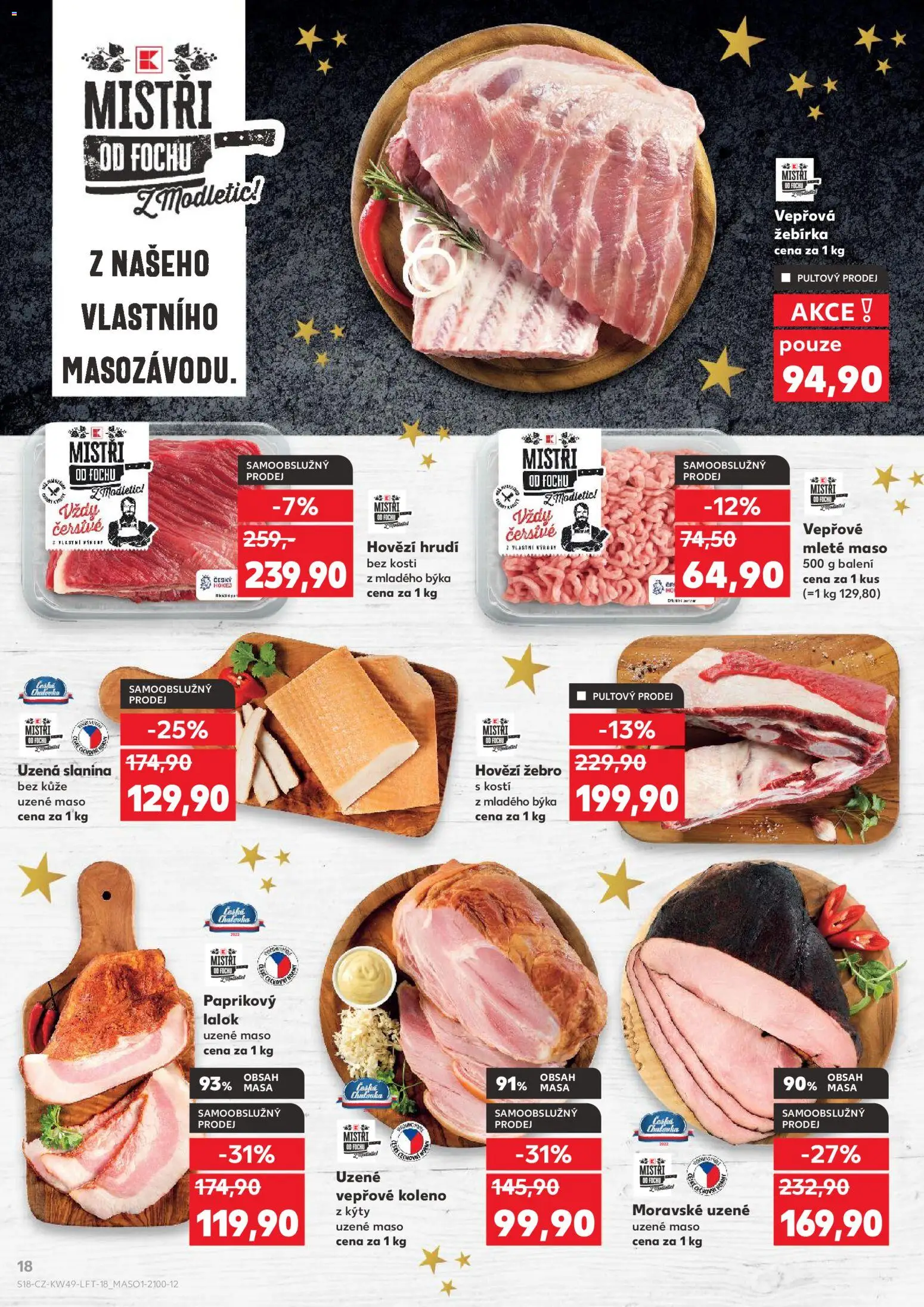 Kaufland leták - Plzeň od 03.12.2025 | Strana: 18 | Produkty: Mleté maso, Moravské uzené, Maso, Slanina