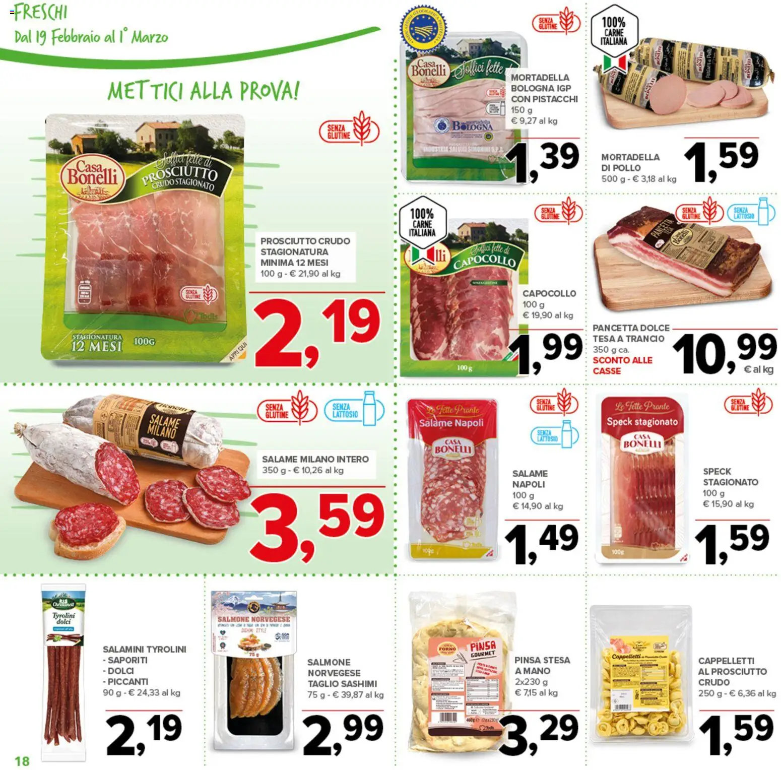 Volantino Todis del 19.02.2026 | Pagina: 18 | Prodotti: Speck, Prosciutto Crudo, Salmone, Pistacchi